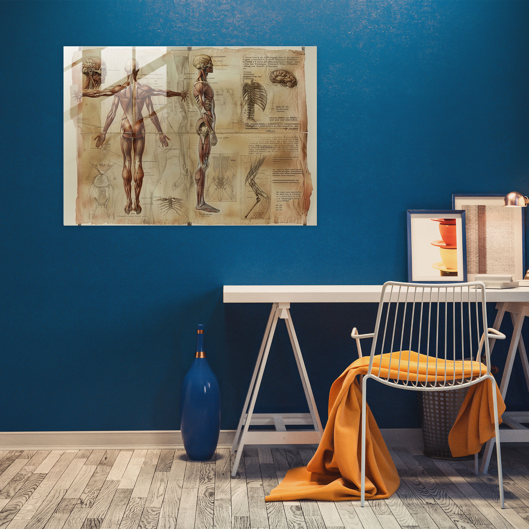 Male Anatomy Glass Print - Leonardo Da Vinci, Leonardo Da Vinci, Glass Print, Wall Decoration