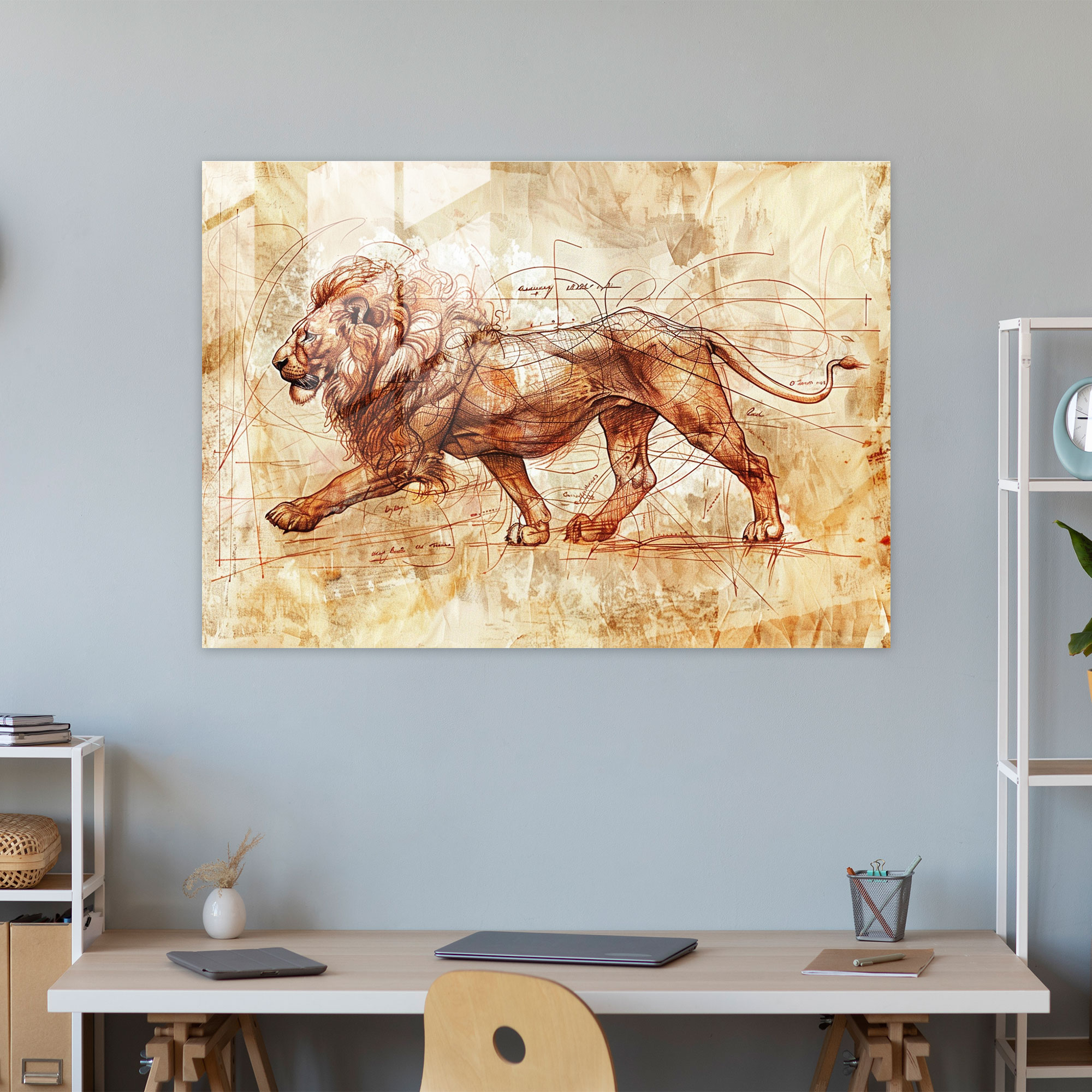 Leonardo Da Vinci Lion Glass Wall Art - Leonardo Da Vinci, Wildlife Art, Modern Art, Leonardo Da Vinci