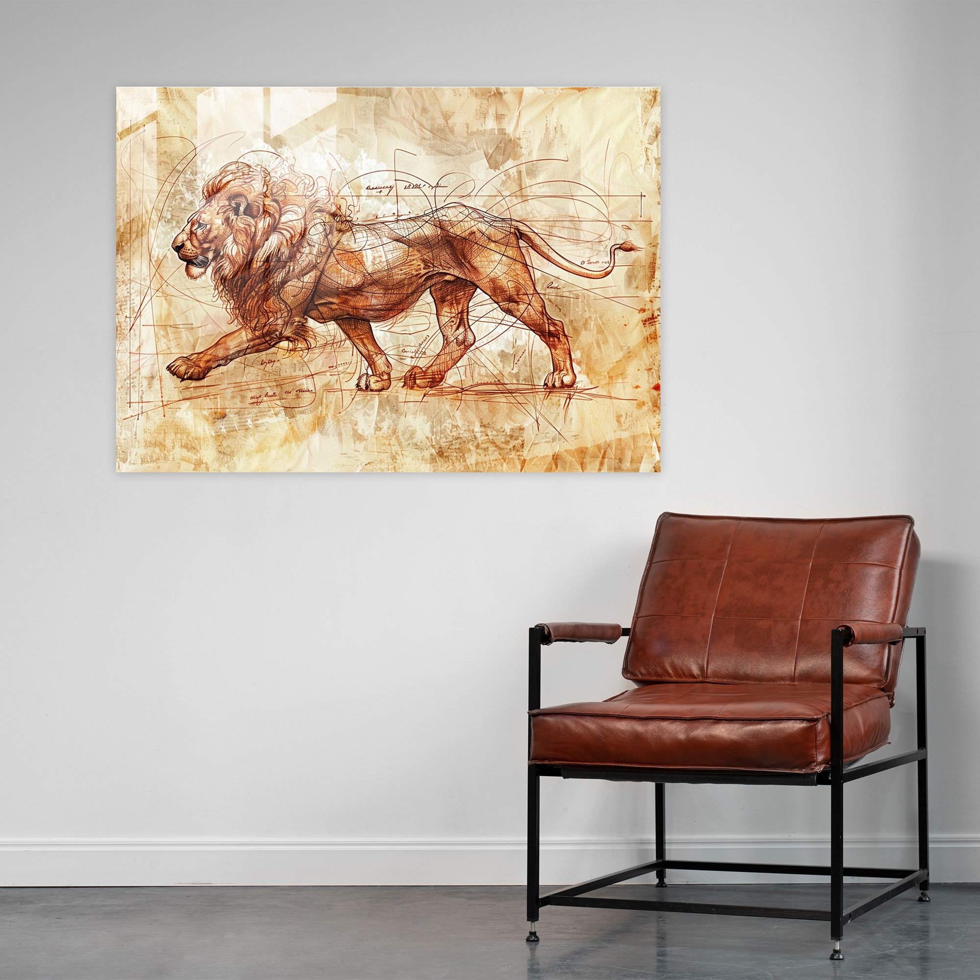 Leonardo Da Vinci Lion Glass Wall Art - Leonardo Da Vinci, Wildlife Art, Modern Art, Leonardo Da Vinci