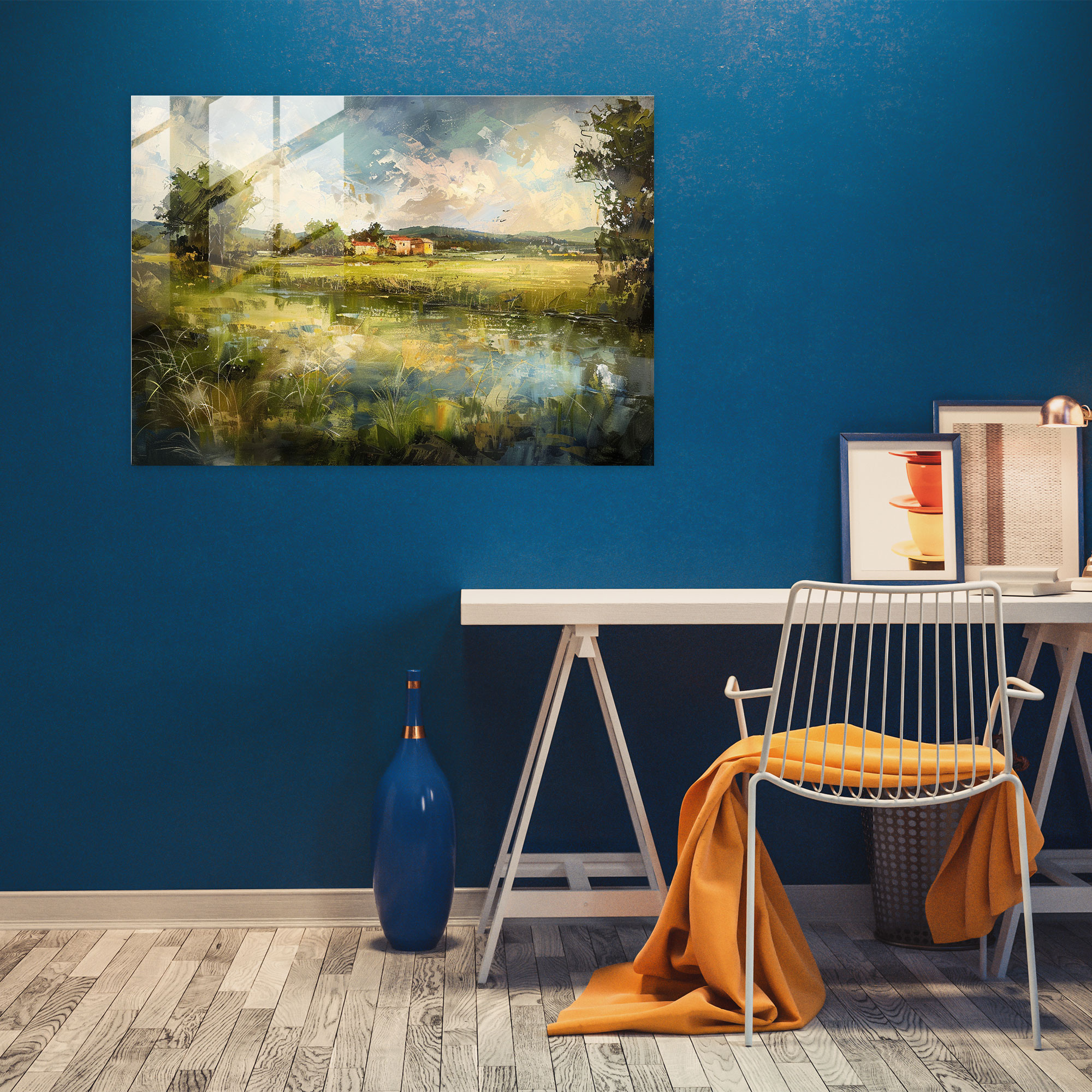 Serene Countryside Glass Wall Art - Leonardo Da Vinci, Glass Wall Art, Leonardo Da Vinci, Wall Decoration