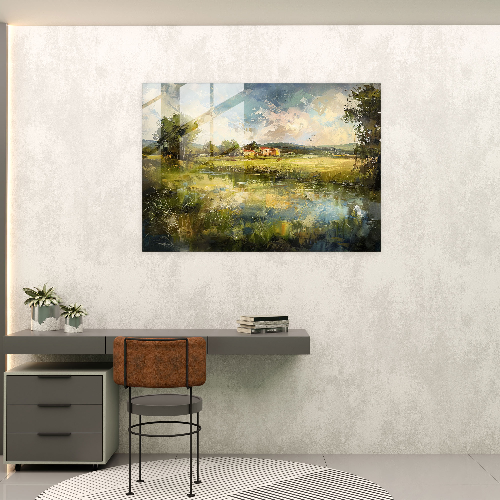Serene Countryside Glass Wall Art - Leonardo Da Vinci, Glass Wall Art, Leonardo Da Vinci, Wall Decoration