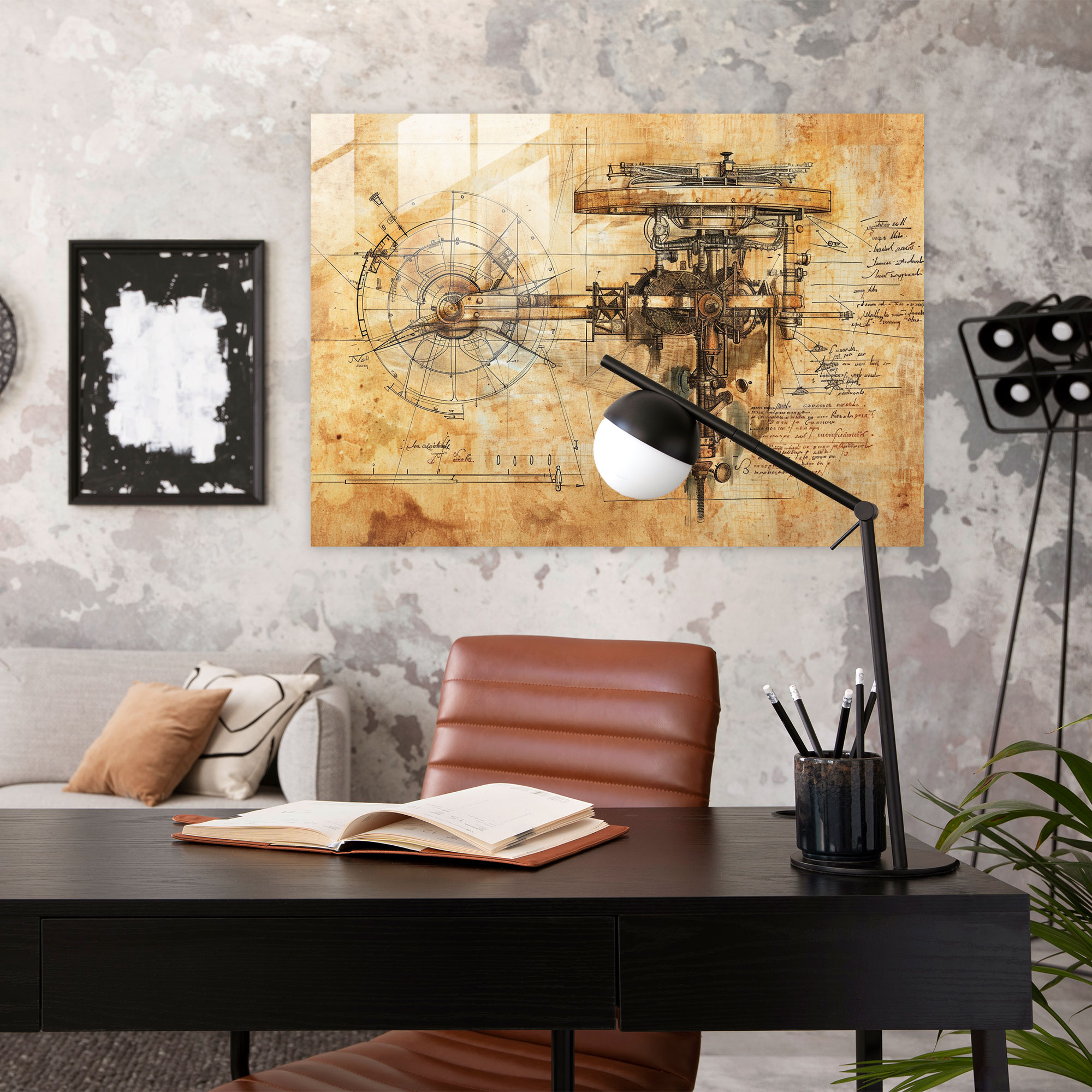 Mechanical Device Glass Print - Leonardo Da Vinci, Modern Art, Glass Print, Leonardo Da Vinci