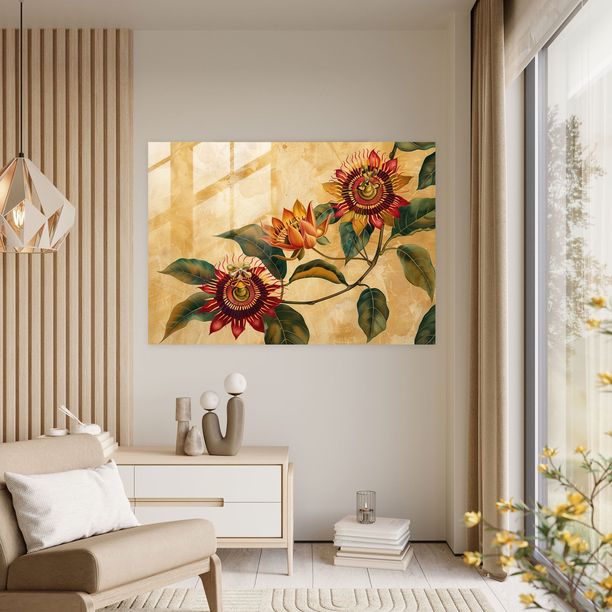 Exotic Flowers Glass Wall Art - Leonardo Da Vinci, Leonardo Da Vinci, Wall Decoration, Glass Wall Art