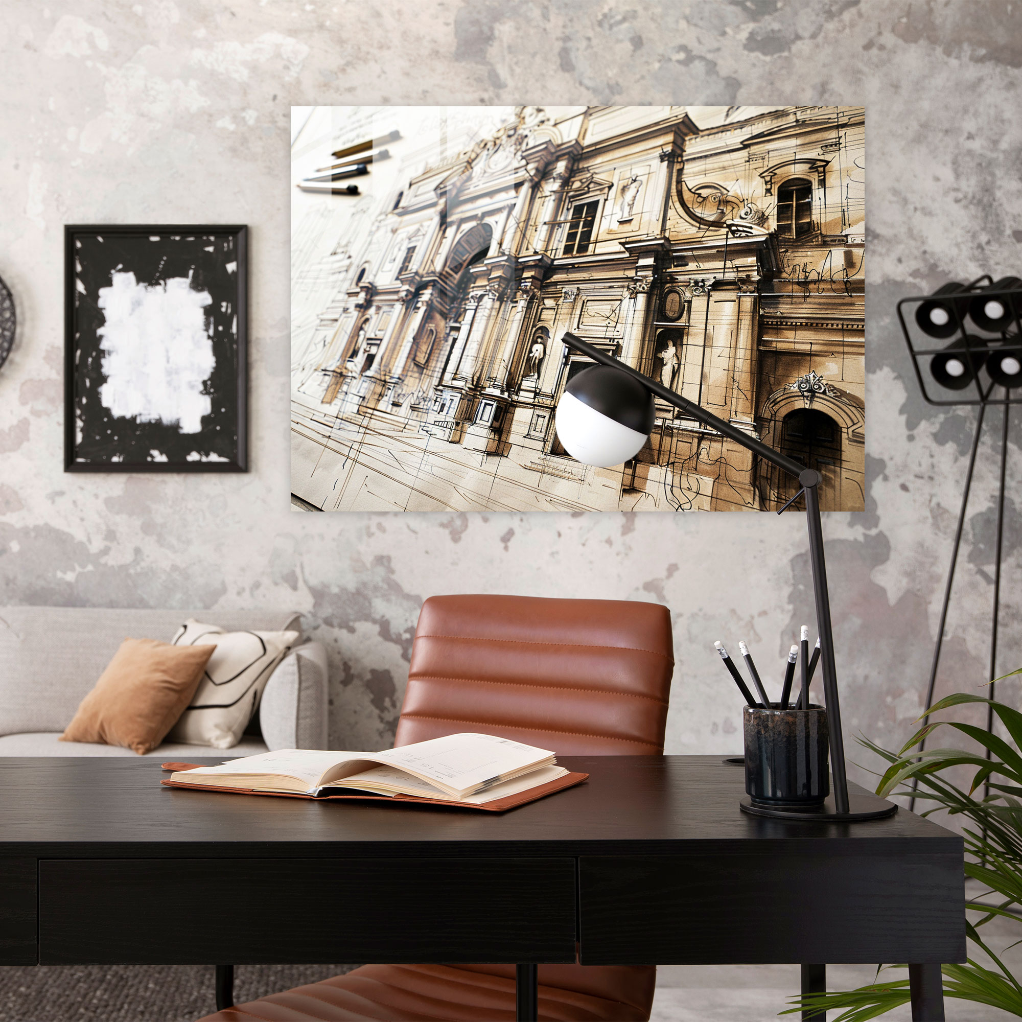 Leonardo Da Vinci Glass Art - Architectural Drawing - Leonardo Da Vinci, Glass Art, Wall Decoration, Leonardo Da Vinci