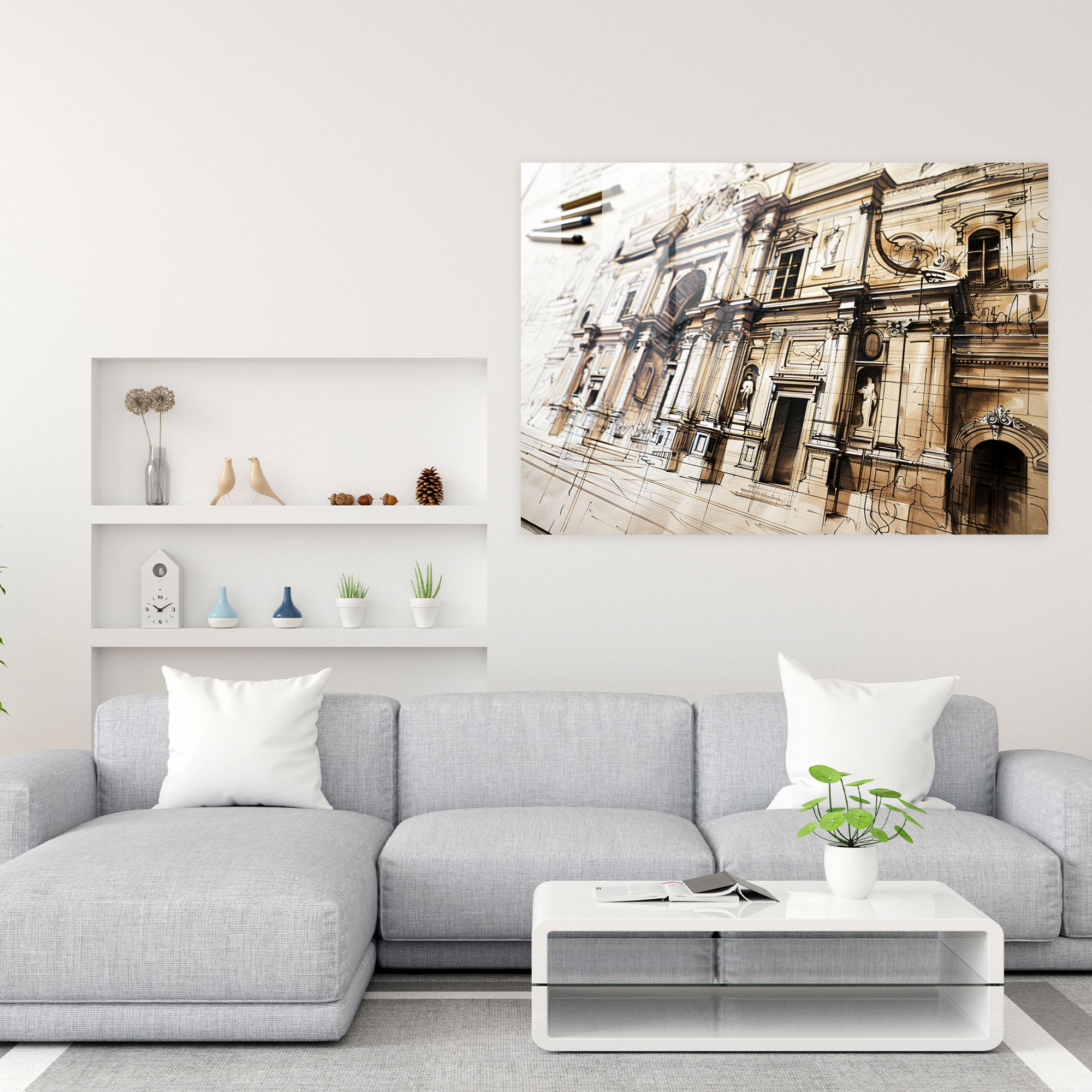 Leonardo Da Vinci Glass Art - Architectural Drawing - Leonardo Da Vinci, Glass Art, Wall Decoration, Leonardo Da Vinci