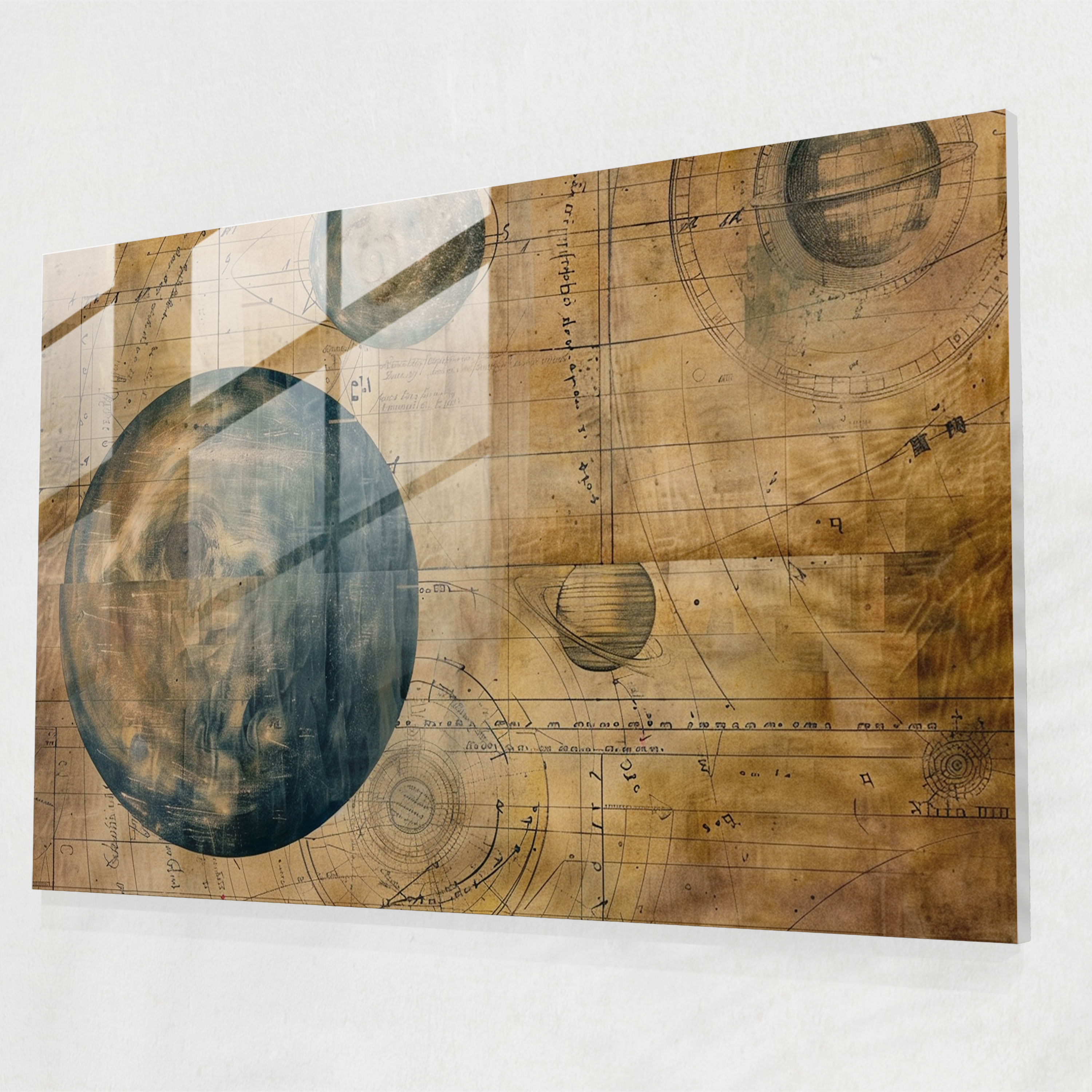 Leonardo Da Vinci Glass Wall Art - Celestial Observations - Leonardo Da Vinci, Home Decoration, Renaissance Art, Astronomy Art