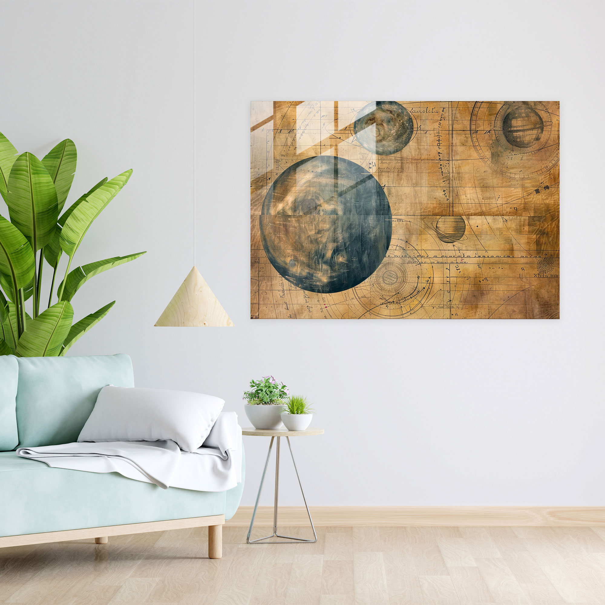 Leonardo Da Vinci Glass Wall Art - Celestial Observations - Leonardo Da Vinci, Home Decoration, Renaissance Art, Astronomy Art