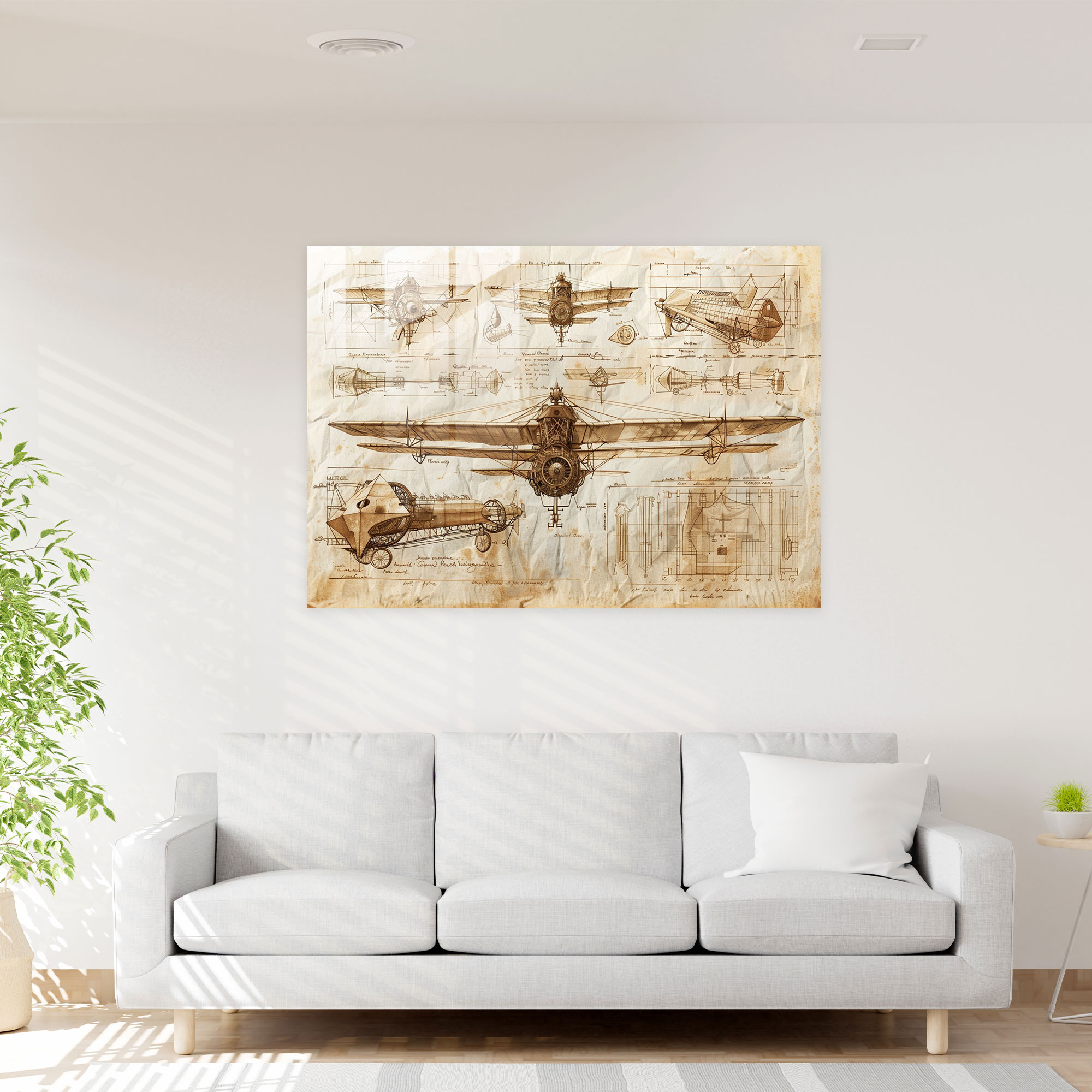 Leonardo Da Vinci Home Decoration - Flying Machines Sketches - Leonardo Da Vinci, Renaissance Art, Home Decoration, Glass Print