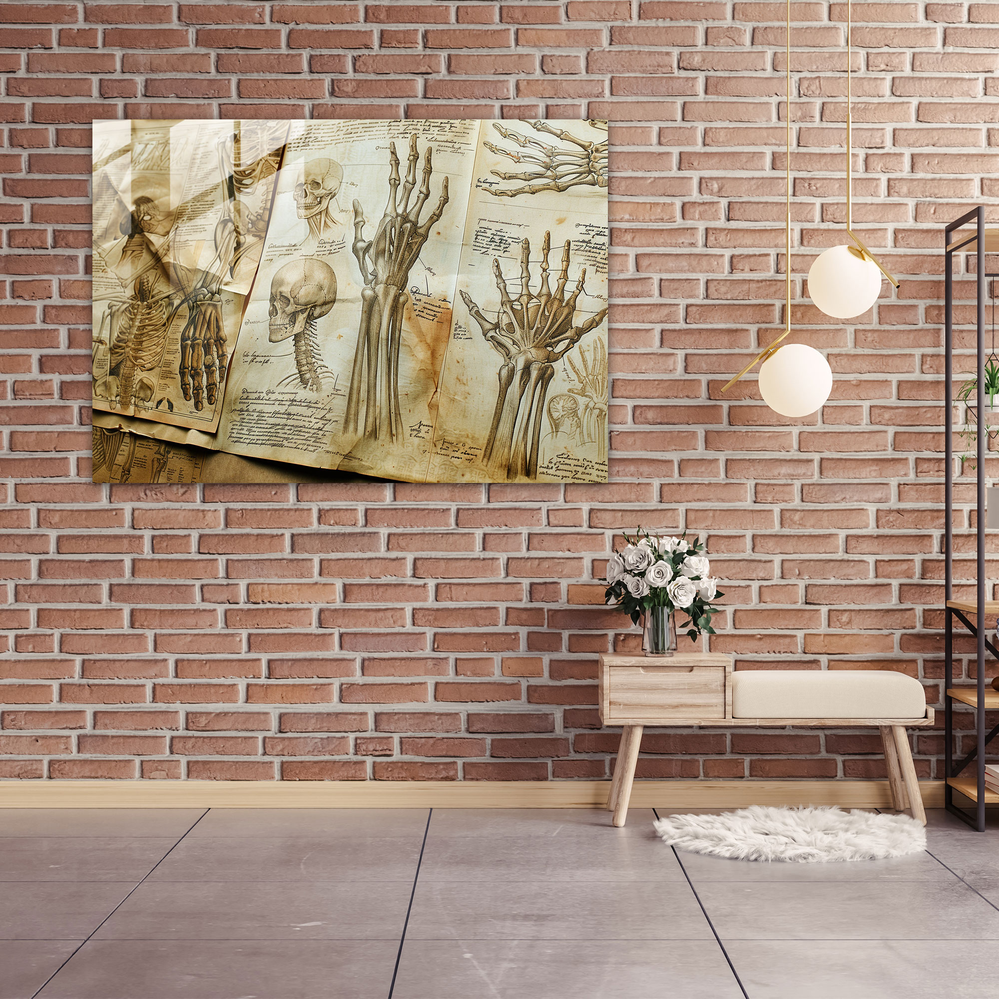 Leonardo Da Vinci Glass Wall Art - Anatomical Drawings - Leonardo Da Vinci, Glass Art, Leonardo Da Vinci, Glass Wall Art