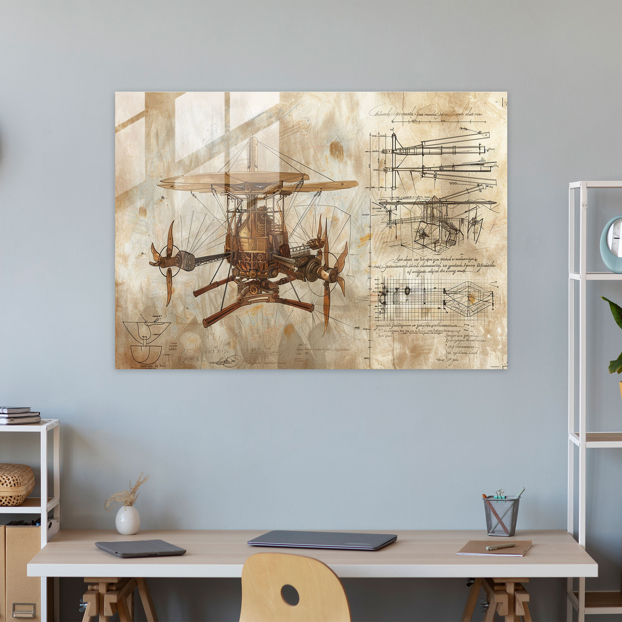 Leonardo Da Vinci Glass Print - Famous Sketches - Leonardo Da Vinci, Glass Print, Home Decoration, Glass Wall Art