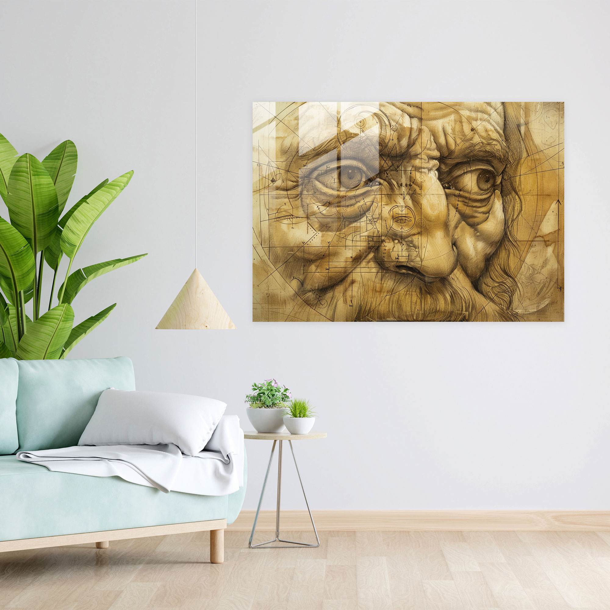 Leonardo Da Vinci Glass Art - Leonardo Da Vinci, Timeless, Meticulous Study, Human Face