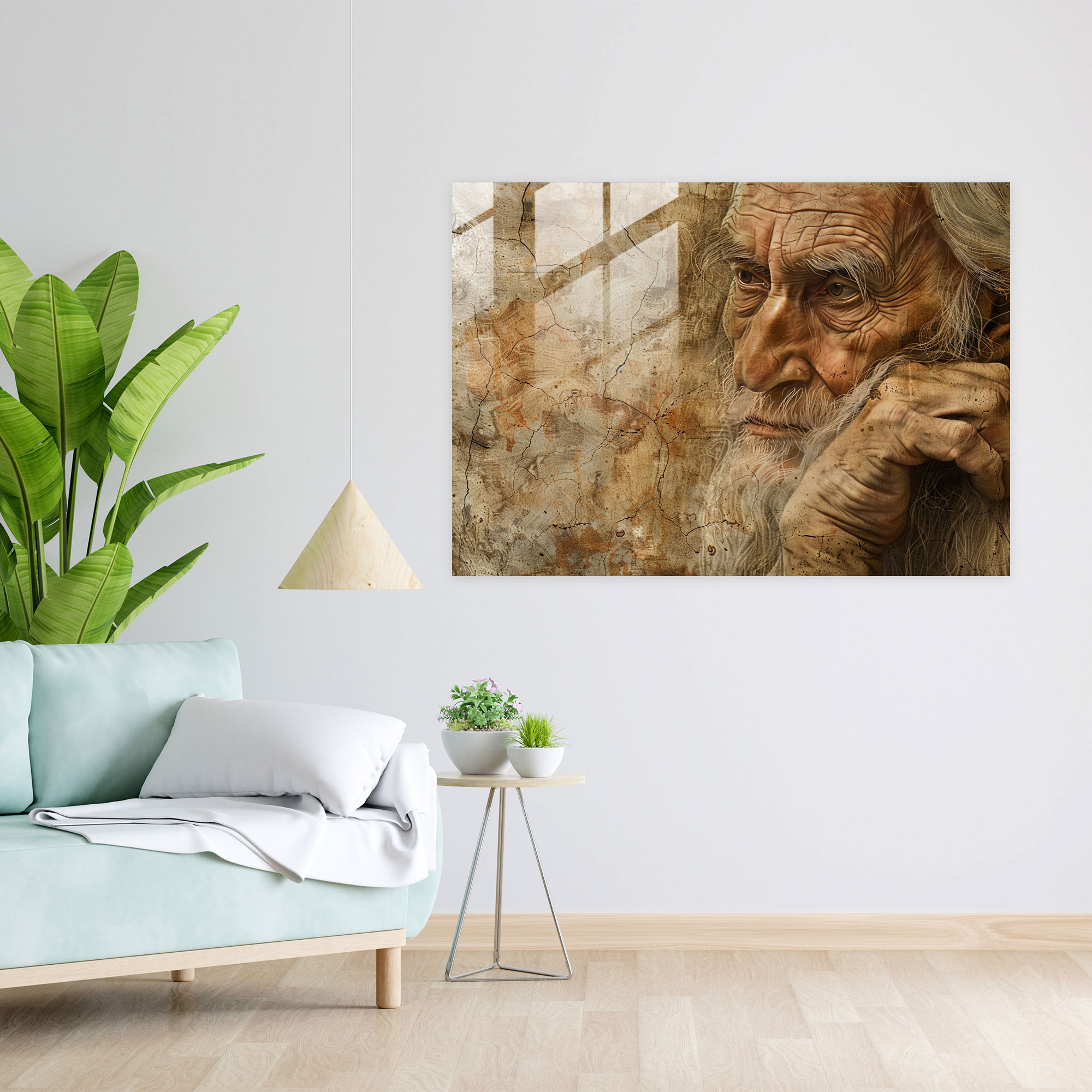 Leonardo Da Vinci Wall Decoration - Leonardo Da Vinci, Wall Decoration, Pensive Man, Thought-Provoking