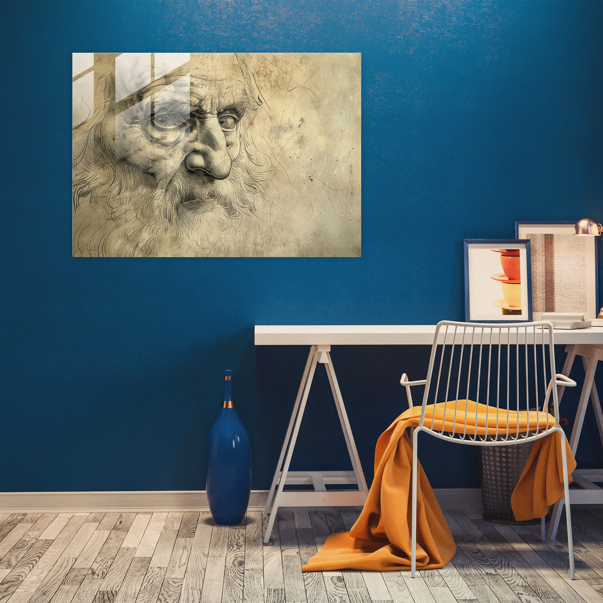 Leonardo Da Vinci Glass Print - Leonardo Da Vinci, Glass Art, Glass Print, Home Decoration