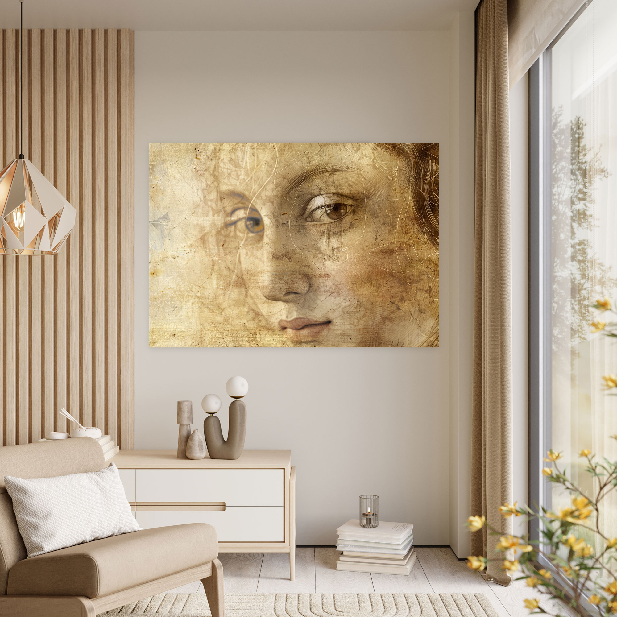 Gizemli Kadın Leonardo Da Vinci Tarzı Duvar Sanatı - Leonardo Da Vinci Duvar Dekorasyonu Duvar Sanatı Ev Dekorasyonu