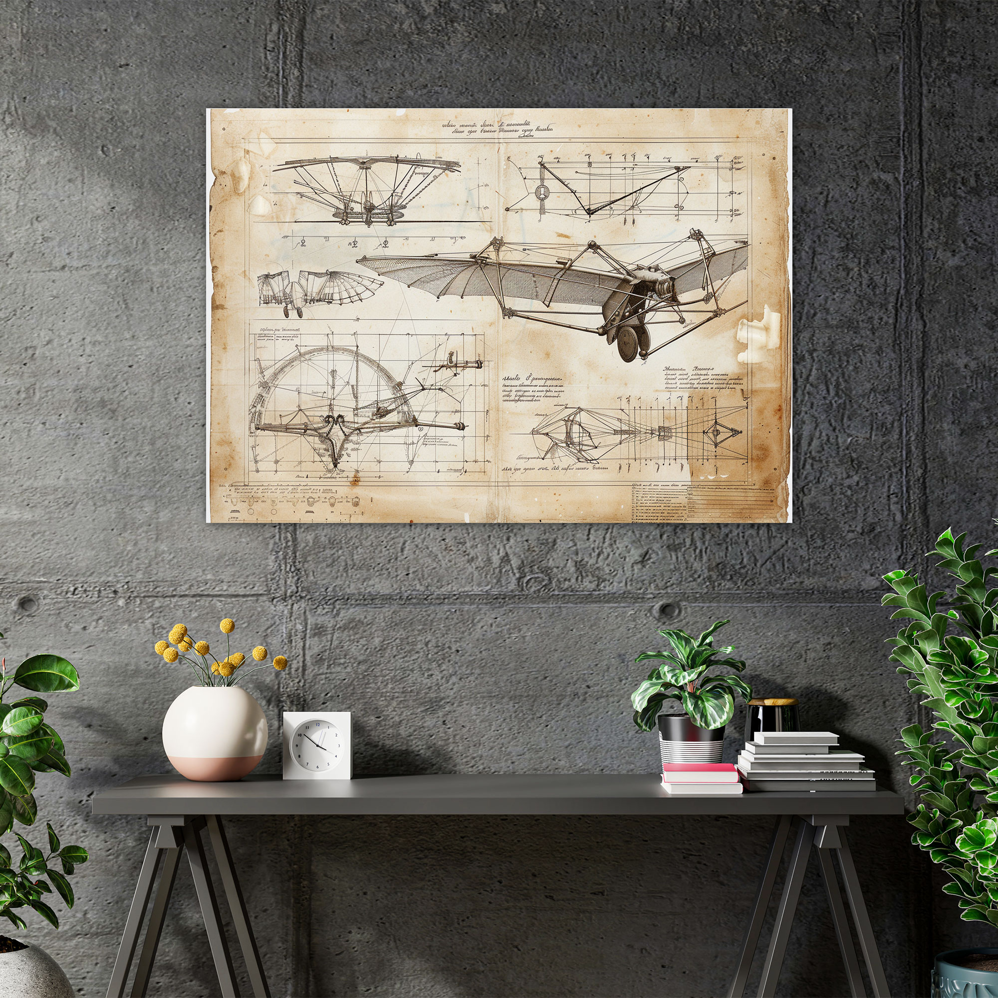 Flying Machines Leonardo Da Vinci Style Canvas Print - Leonardo Da Vinci, Wall Decoration, Canvas, Wall Art