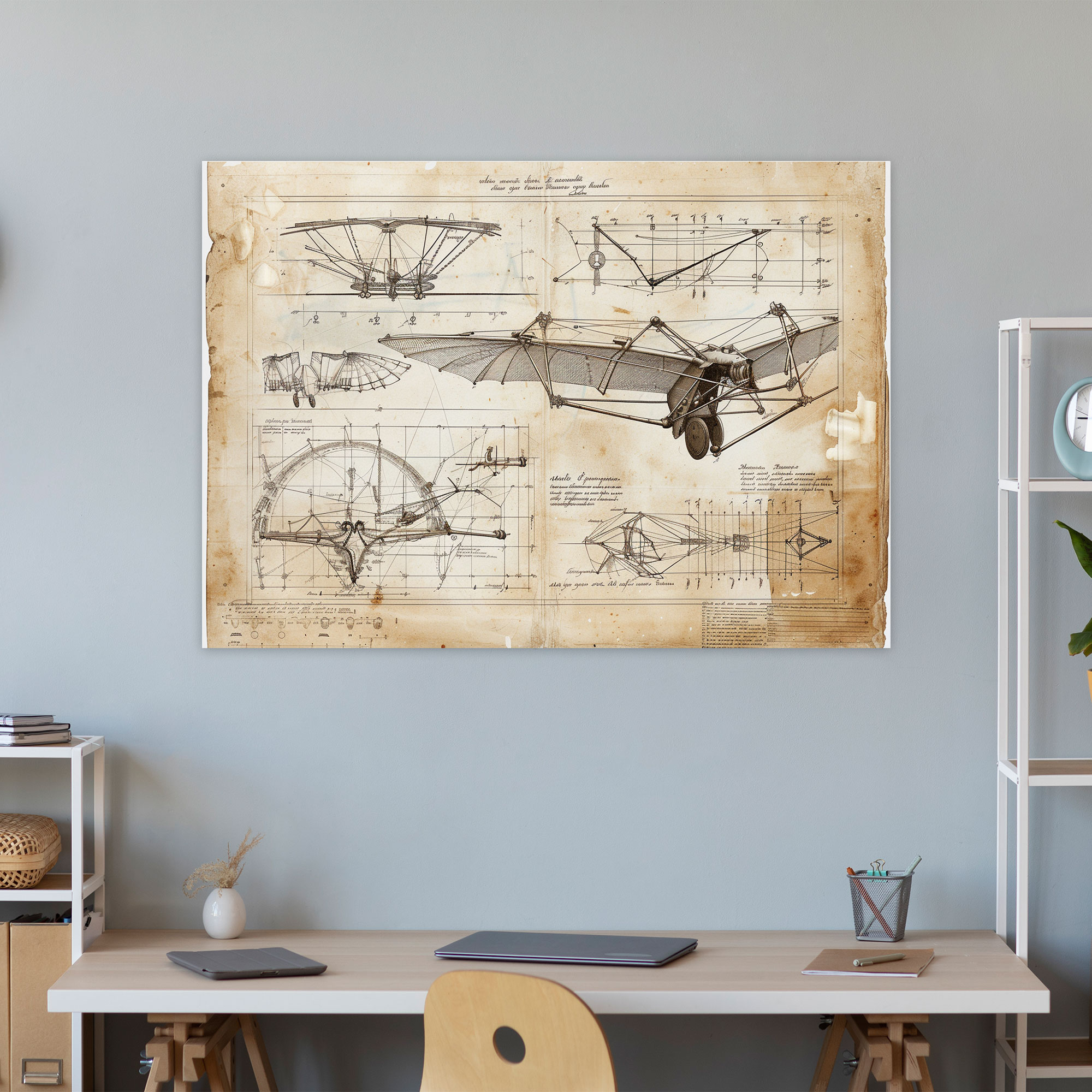 Flying Machines Leonardo Da Vinci Style Canvas Print - Leonardo Da Vinci, Wall Decoration, Canvas, Wall Art