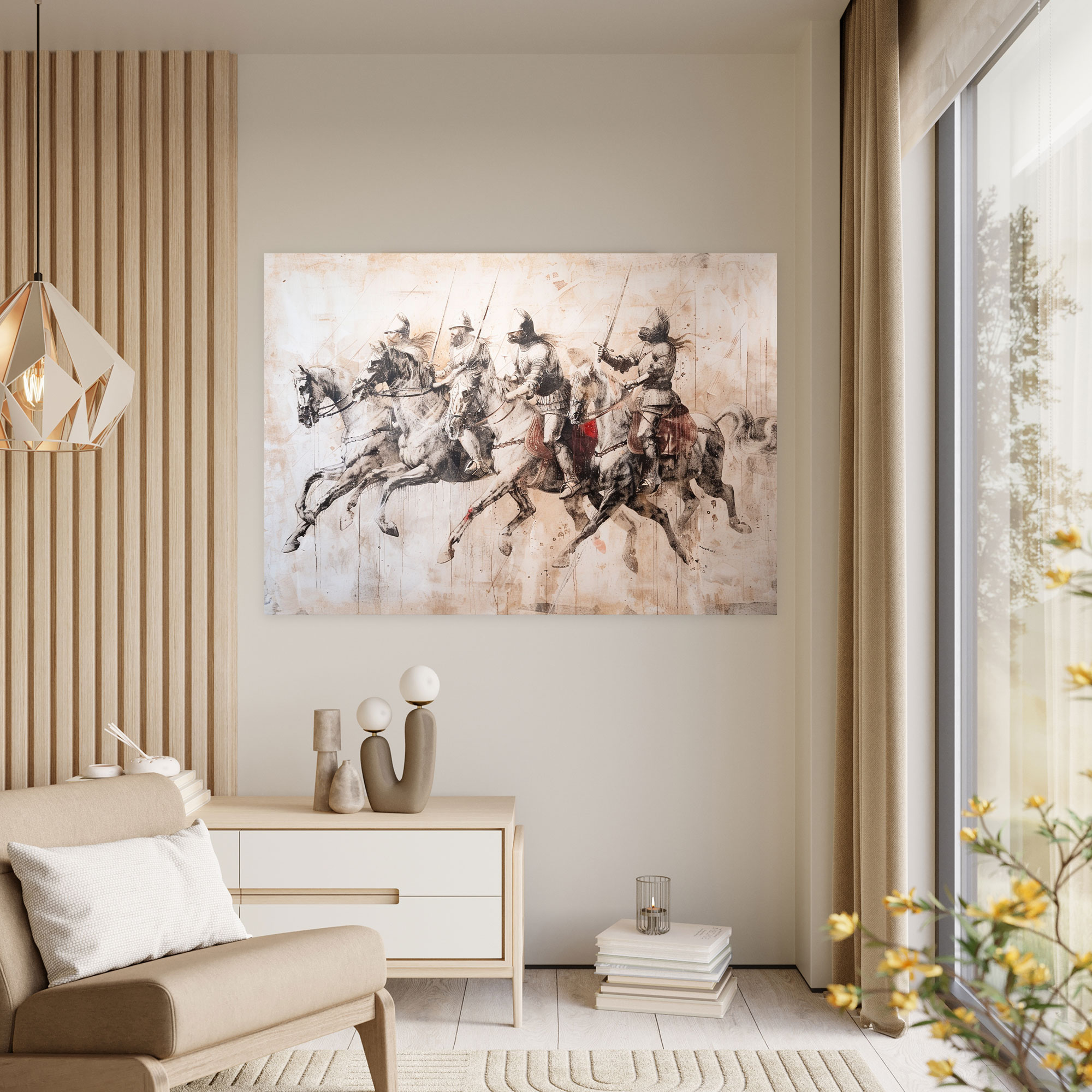 Historical Battle Knights Leonardo Da Vinci Style Wall Art - Leonardo Da Vinci, Home Decoration, Wall Decoration, Canvas