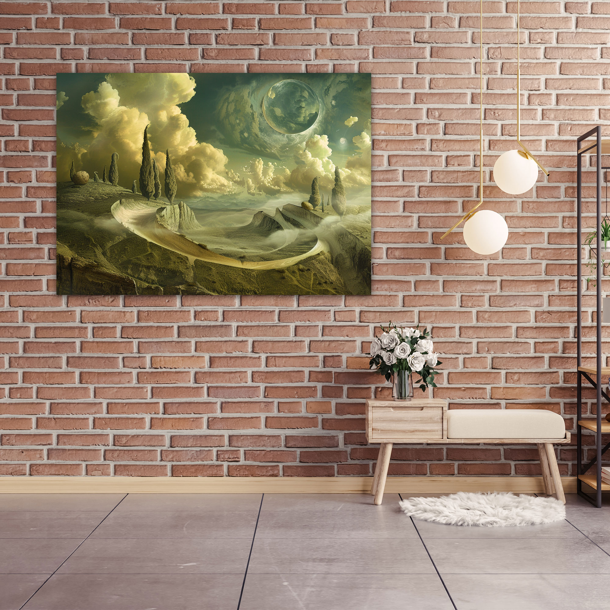 Dreamlike Landscape Leonardo Da Vinci Style Canvas Print - Leonardo Da Vinci, Leonardo Da Vinci Style, Canvas Wall Art, Canvas Print