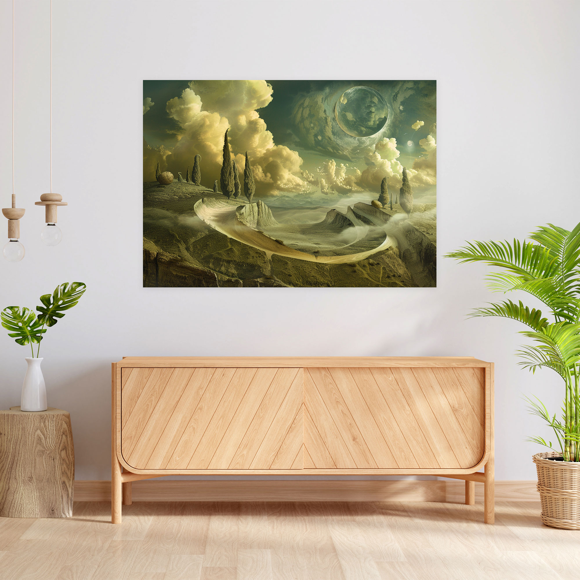 Dreamlike Landscape Leonardo Da Vinci Style Canvas Print - Leonardo Da Vinci, Leonardo Da Vinci Style, Canvas Wall Art, Canvas Print