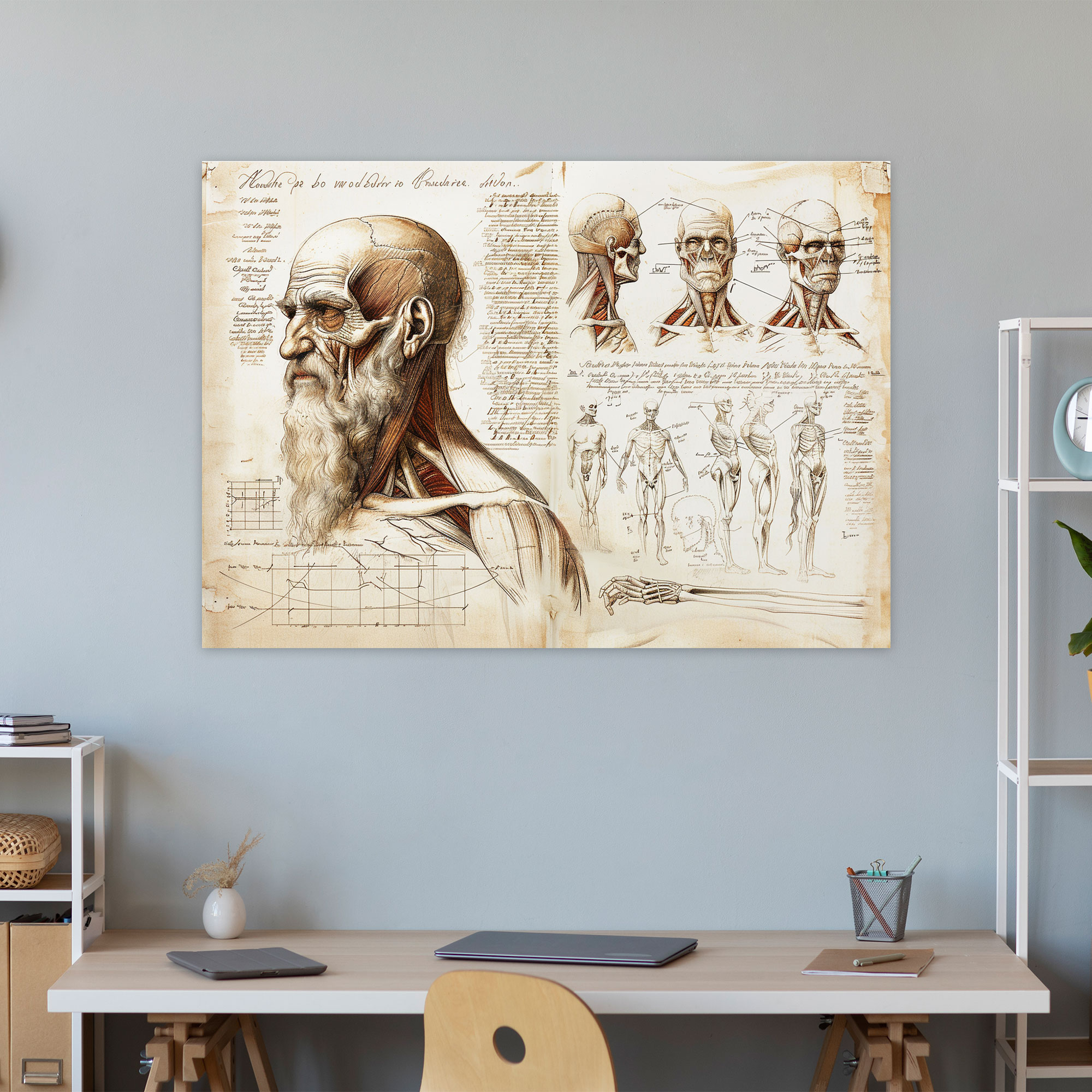 Leonardo Da Vinci Anatomi Çalışmaları Kanvas Tablo - Duvar Sanatı - Duvar Dekorasyonu