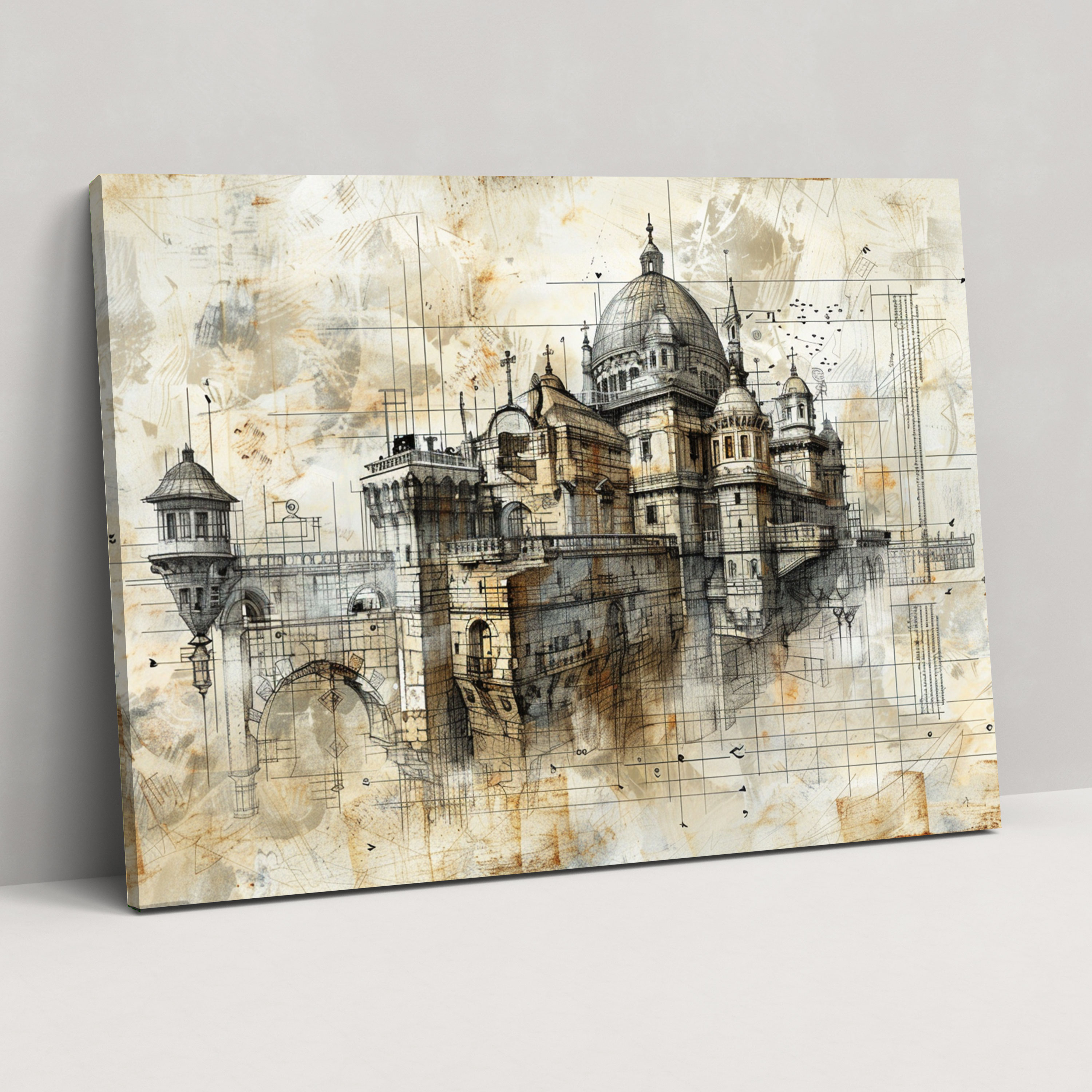 Leonardo Da Vinci Wall Art - Architectural Sketches Canvas Print - Leonardo Da Vinci, Wall Art, Leonardo Da Vinci, Wall Decoration