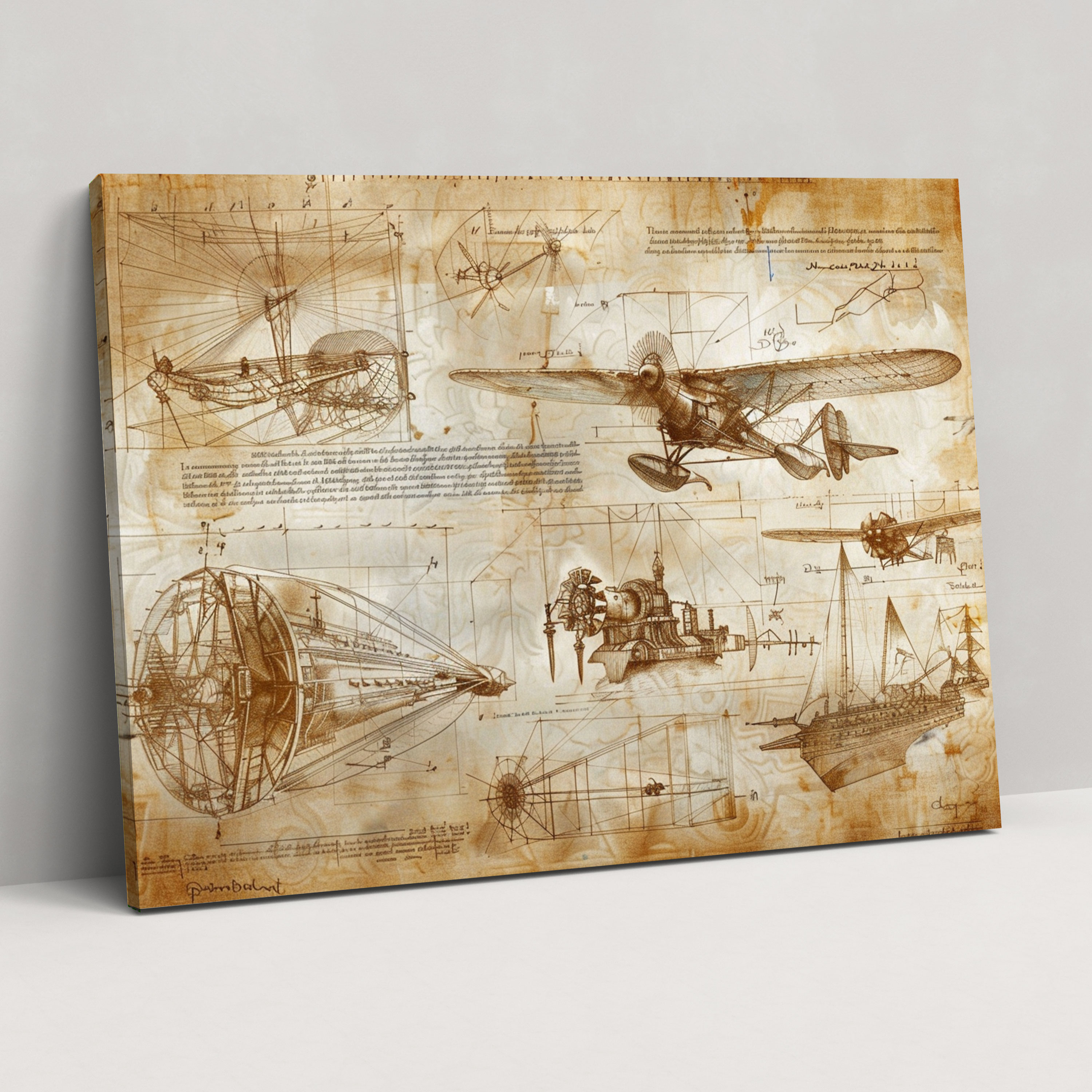 Leonardo Da Vinci Inventions Canvas Print - Leonardo Da Vinci, Inventions, Canvas, Wall Art