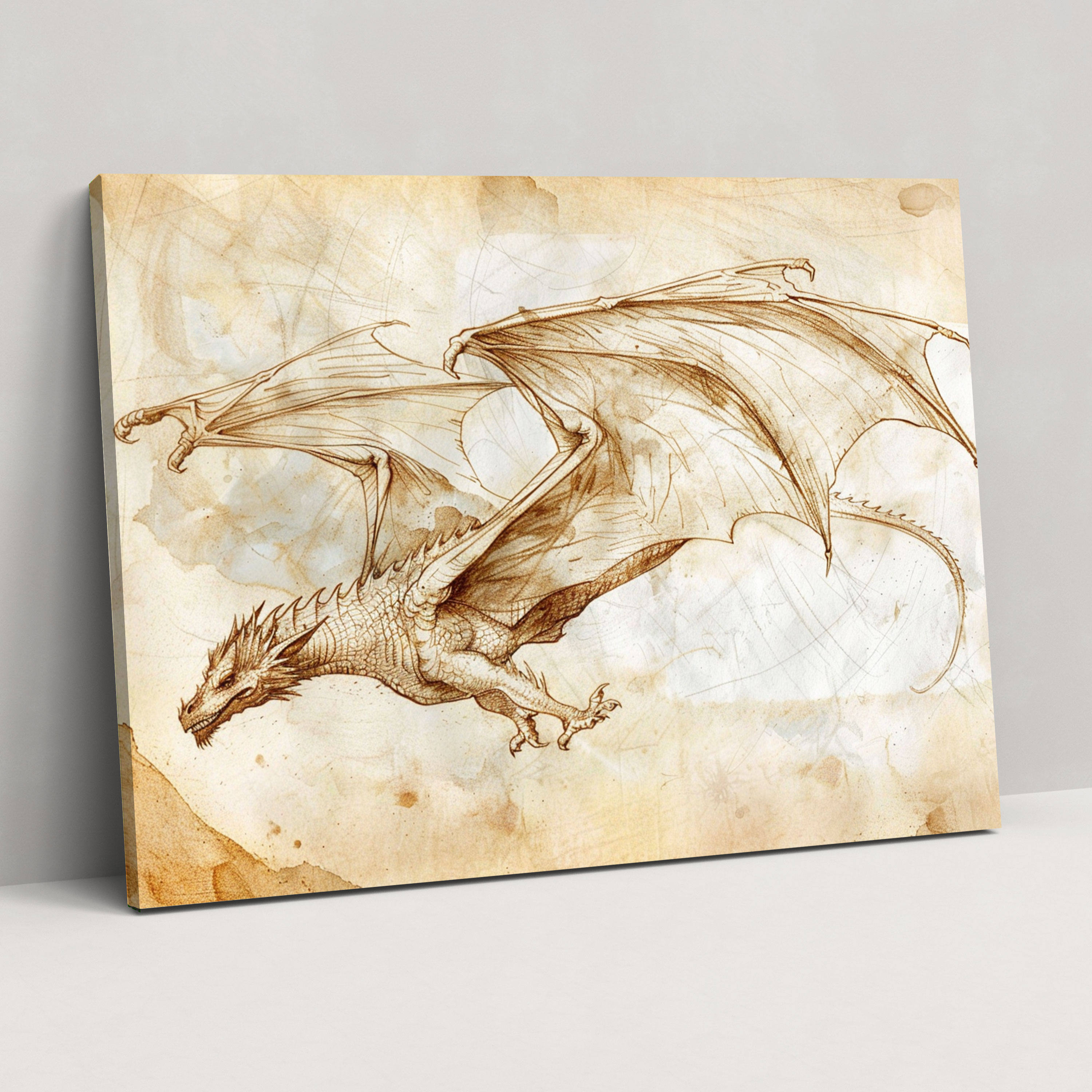 Dragon In Flight Leonardo Da Vinci Wall Decoration - Leonardo Da Vinci, Canvas Print, Home Decoration, Leonardo Da Vinci