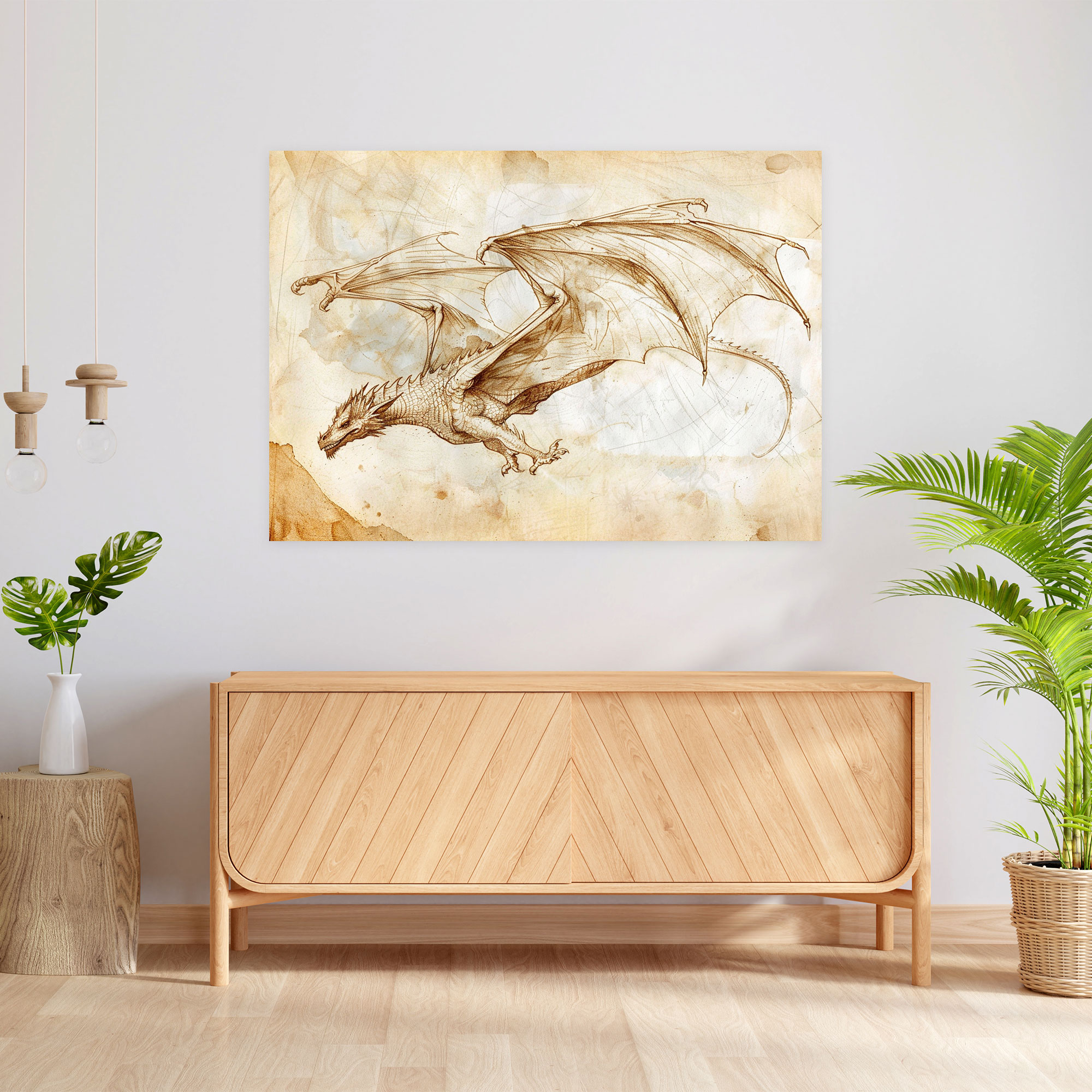 Dragon In Flight Leonardo Da Vinci Wall Decoration - Leonardo Da Vinci, Canvas Print, Home Decoration, Leonardo Da Vinci