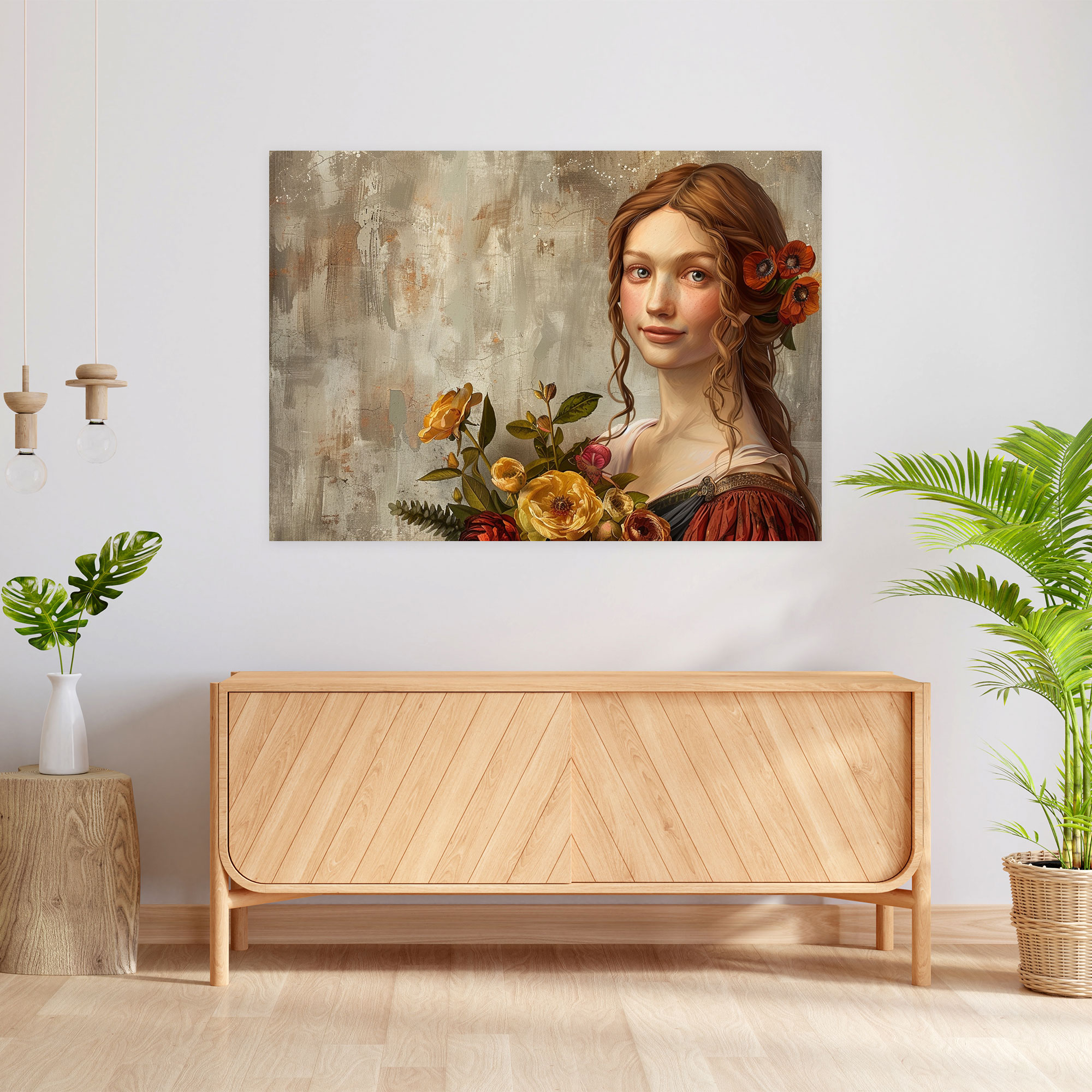 Lady With Flowers Leonardo Da Vinci Canvas Print - Leonardo Da Vinci, Canvas Print, Wall Decoration, Canvas