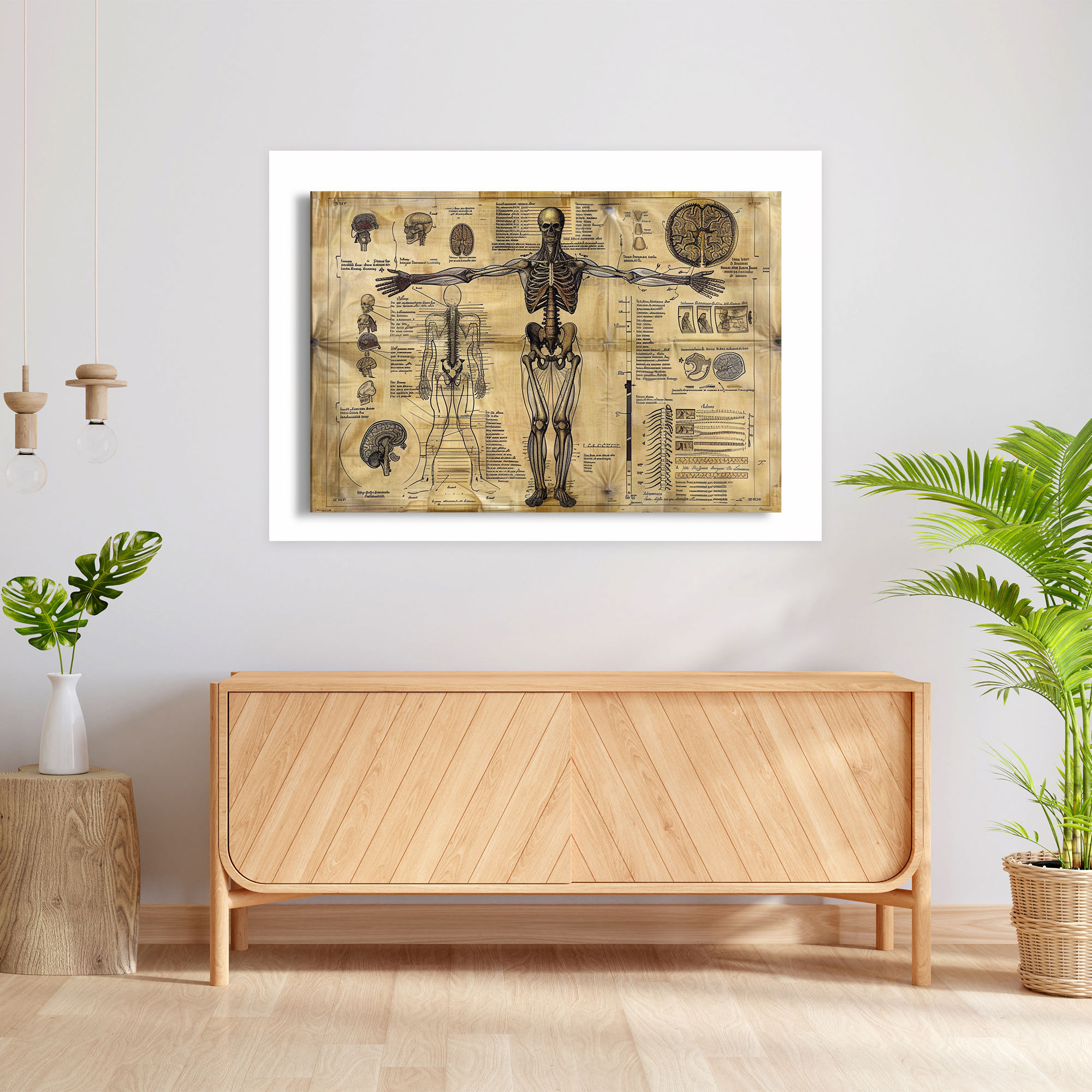 Leonardo Da Vinci Kanvas Tablo - İnsan Anatomi Bilimsel Diyagramı - Duvar Sanatı