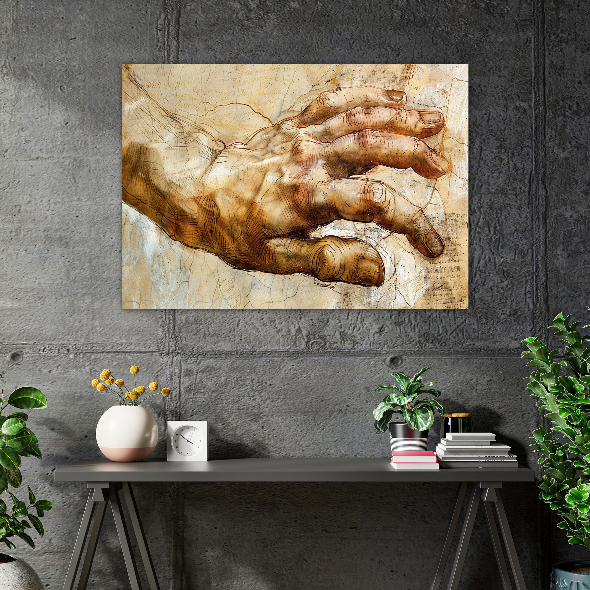 Leonardo Da Vinci Kanvas Tablo - Ellerin Detaylı İncelemesi - Ev Dekorasyonu