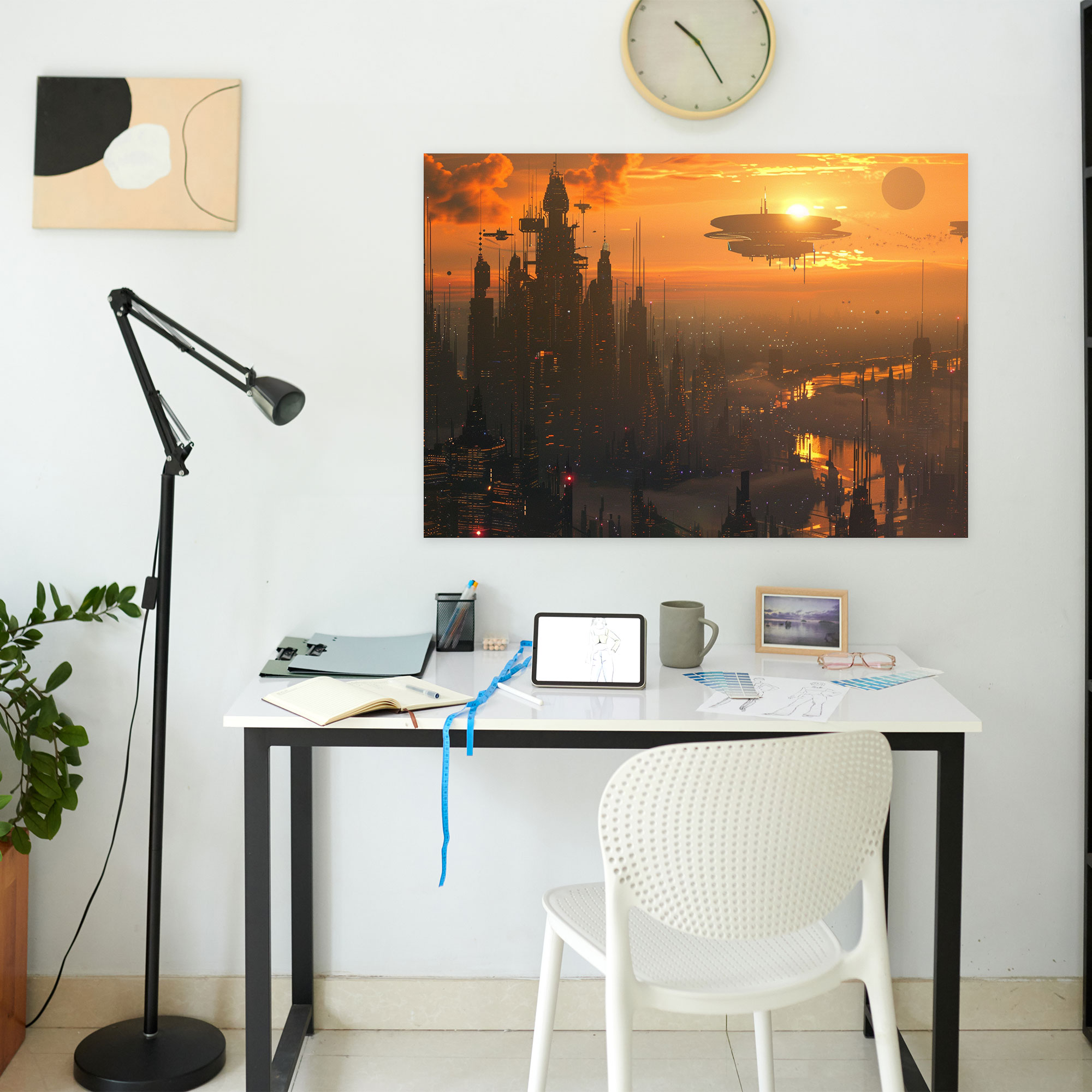 Futuristic Cityscape Canvas Print In Leonardo Da Vinci Style - Leonardo Da Vinci, Leonardo Da Vinci, Canvas Wall Art, Canvas