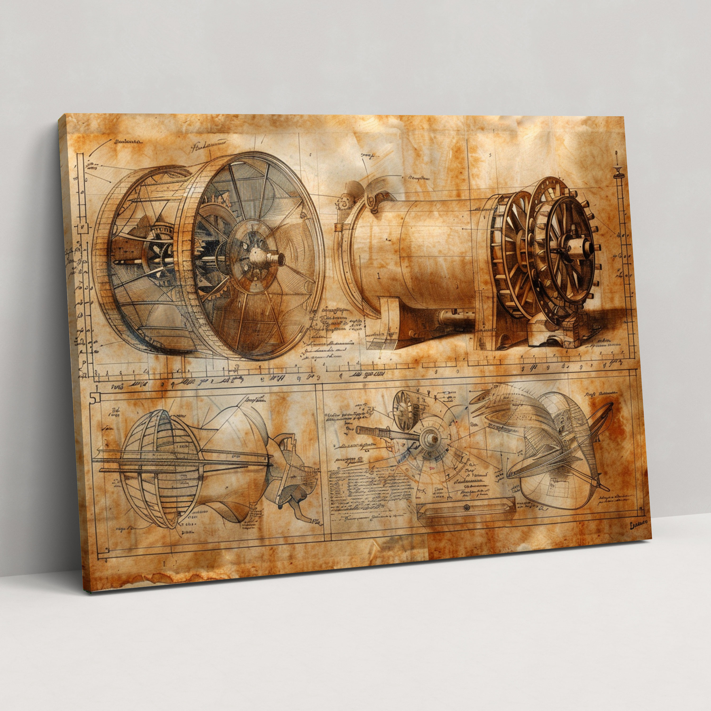 Leonardo Da Vinci Inventions Canvas Print - Leonardo Da Vinci, Wall Art, Leonardo Da Vinci, Canvas