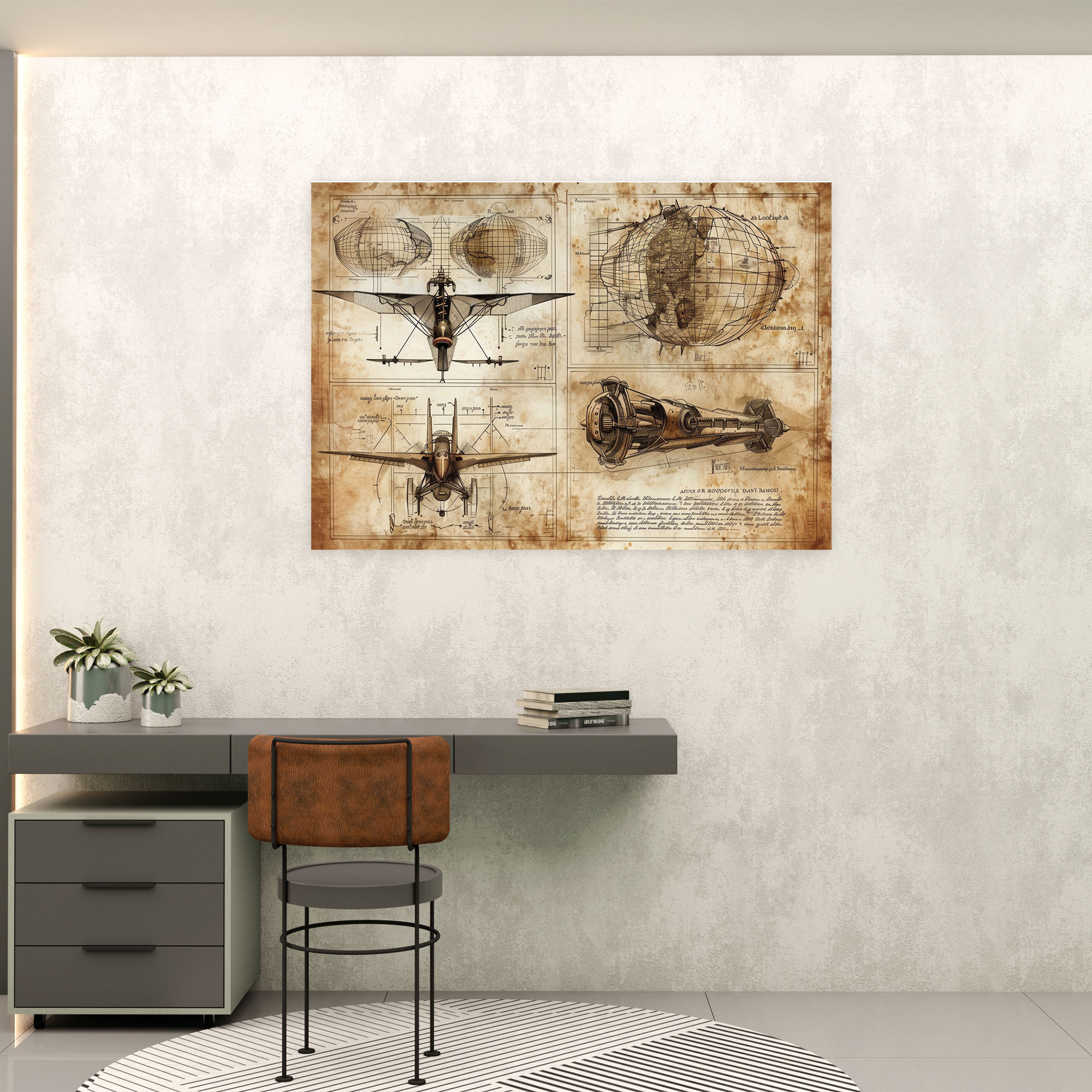 Uçan Makine Kanvas Tablo - Leonardo Da Vinci Kanvas Duvar Sanatı