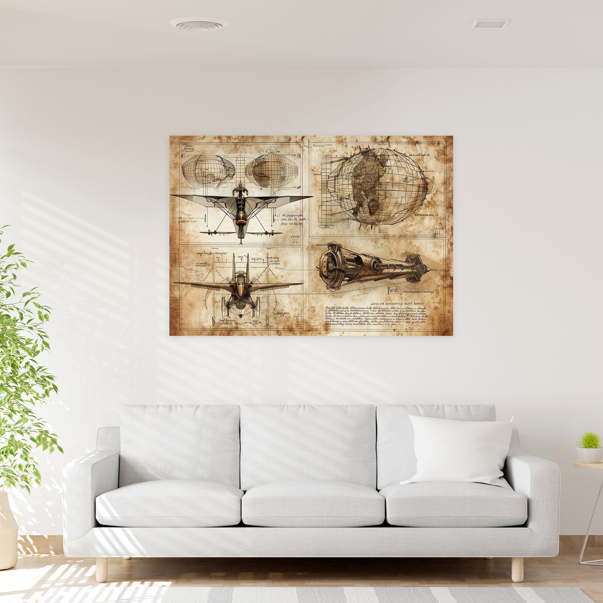 Uçan Makine Kanvas Tablo - Leonardo Da Vinci Kanvas Duvar Sanatı