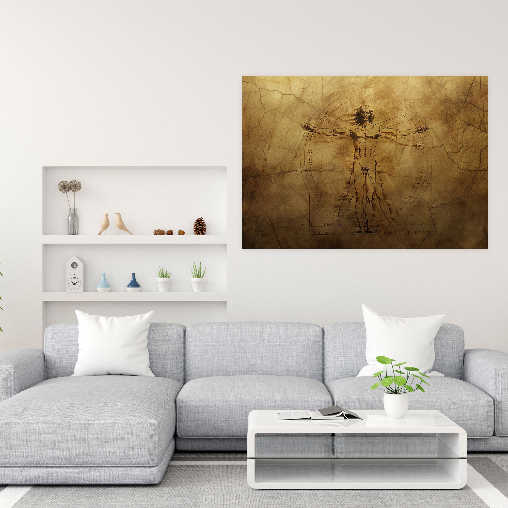 Leoanardo Da Vinci'nin Vitruvius Adam Tablo Baskısı - Duvar Dekorasyonu Kanvas Tablo Duvar Sanatı