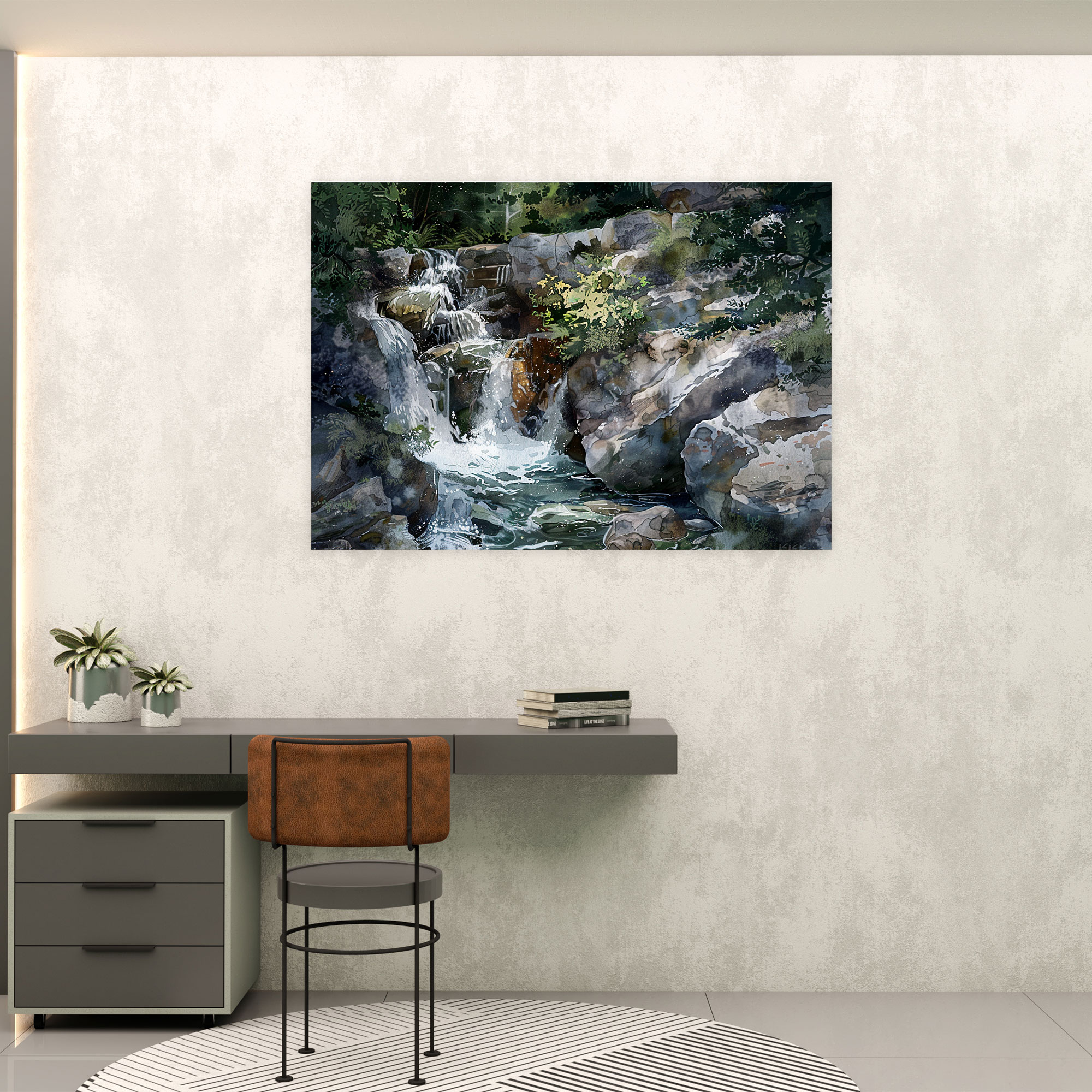 Waterfall Canvas Print - Leonardo Da Vinci, Wall Decoration, Canvas, Leonardo Da Vinci