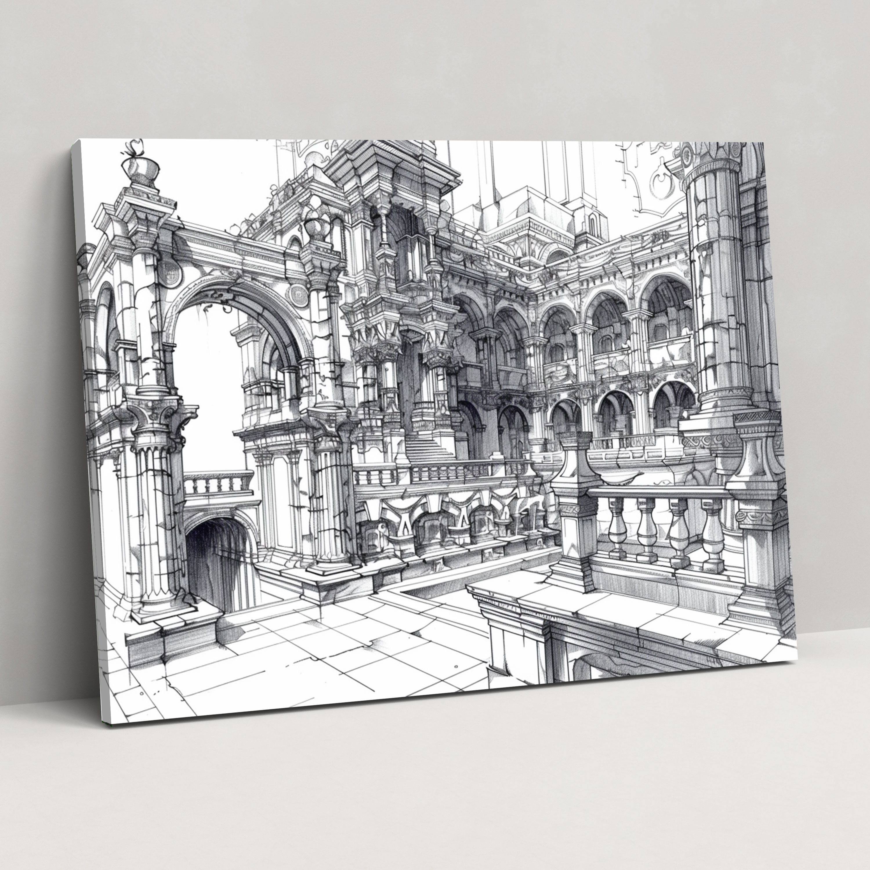 Architectural Design Canvas Print - Leonardo Da Vinci, Canvas, Canvas Wall Art, Wall Decoration