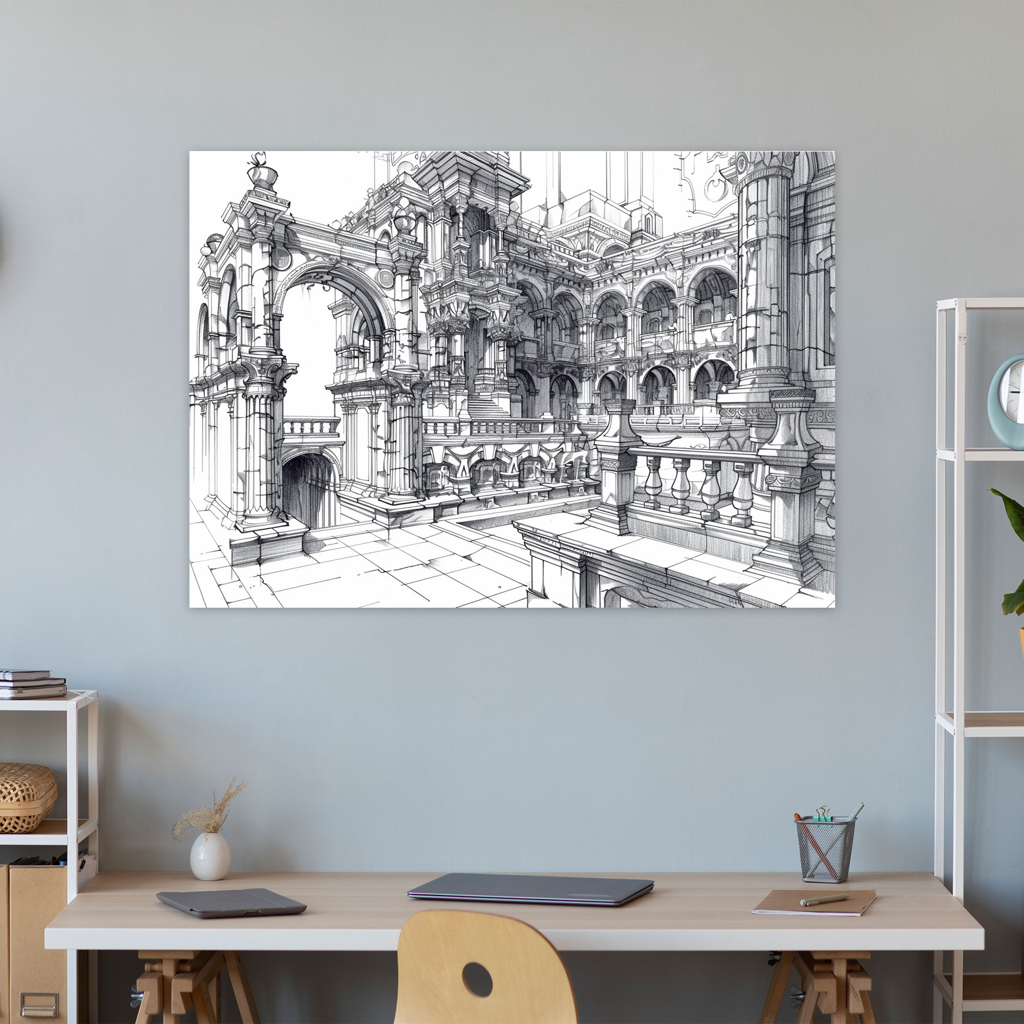 Architectural Design Canvas Print - Leonardo Da Vinci, Canvas, Canvas Wall Art, Wall Decoration