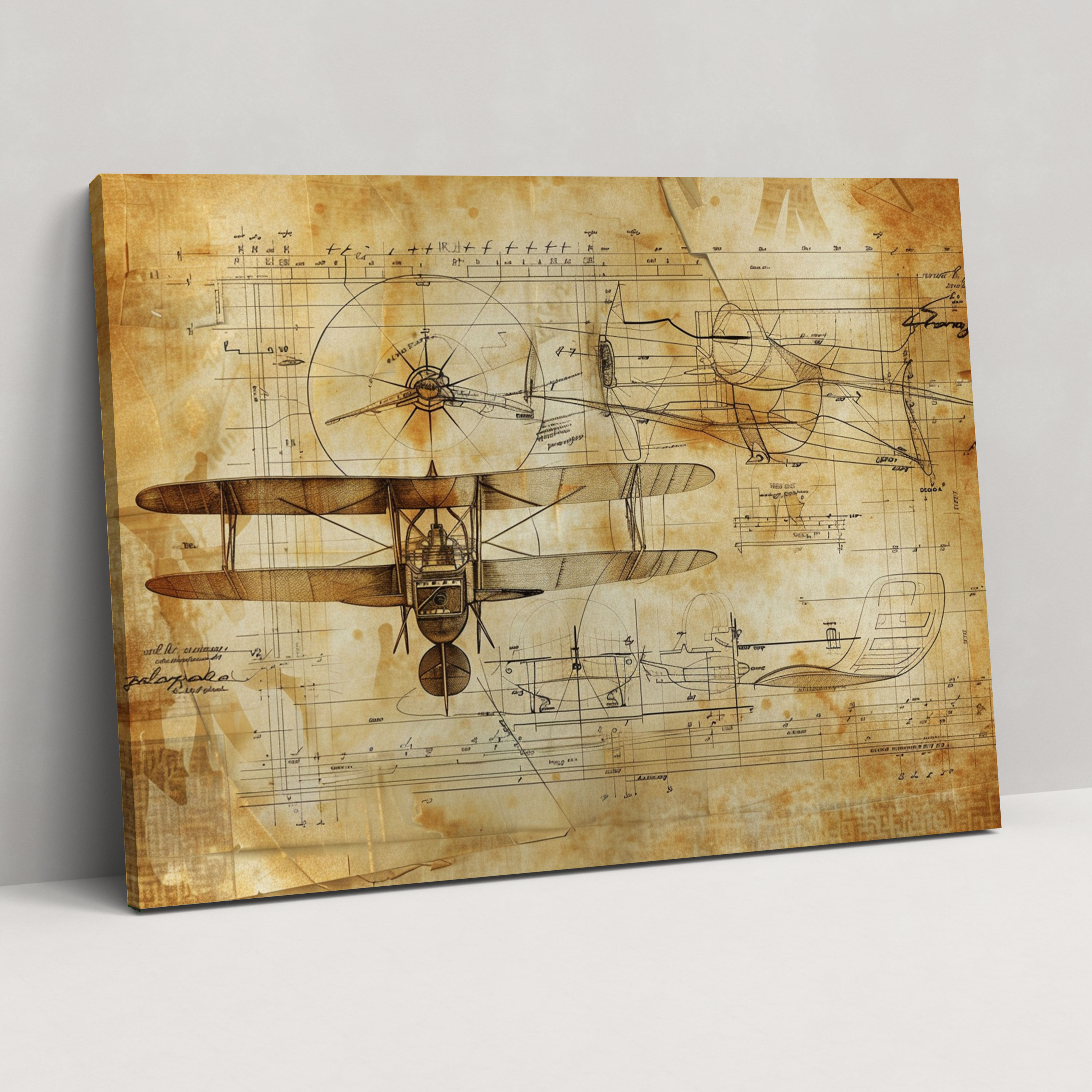 Leonardo Da Vinci'nin Uçuş İcadı Eskizleri Kanvas Tablo - Ev Dekorasyonu ve Duvar Sanatı