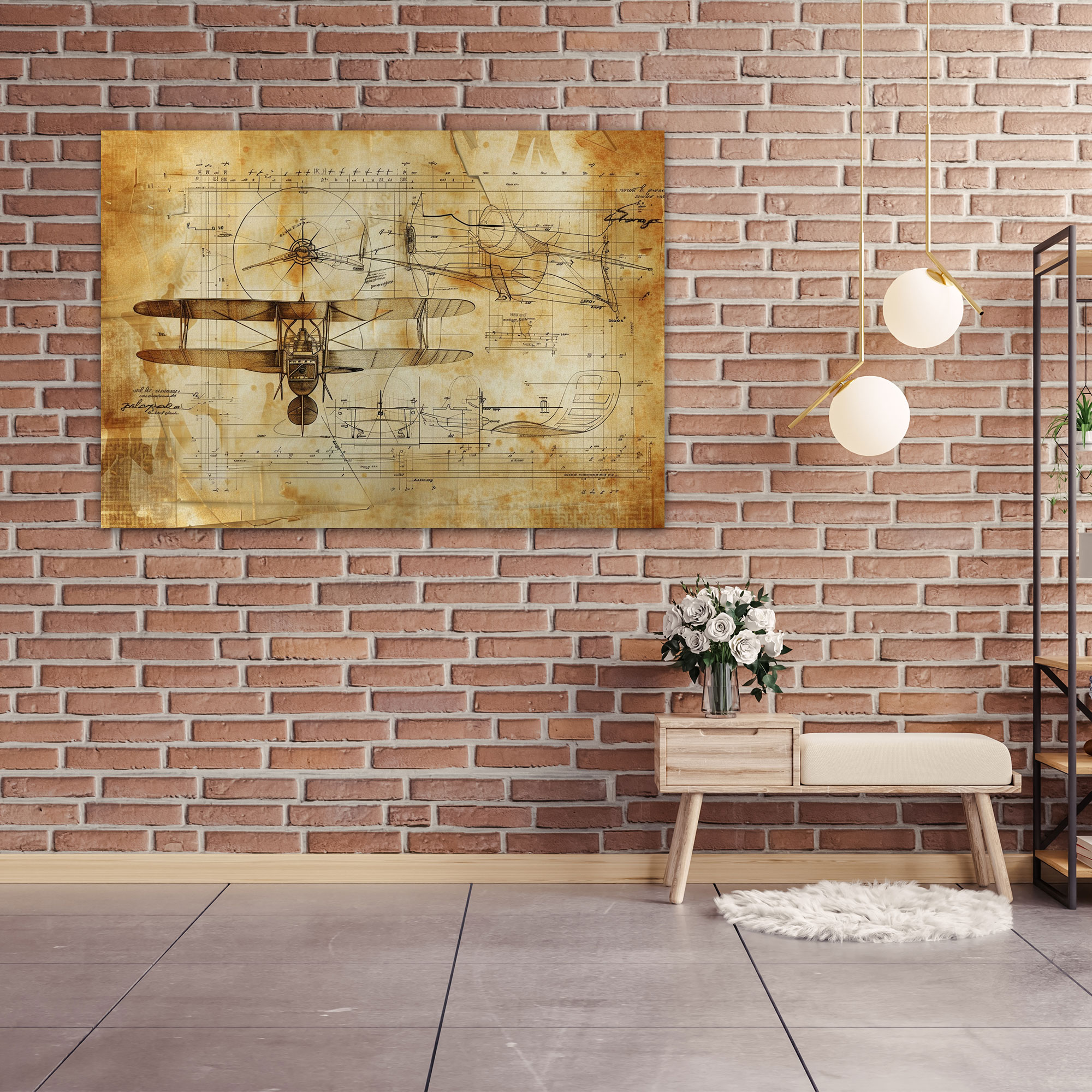 Leonardo Da Vinci'nin Uçuş İcadı Eskizleri Kanvas Tablo - Ev Dekorasyonu ve Duvar Sanatı