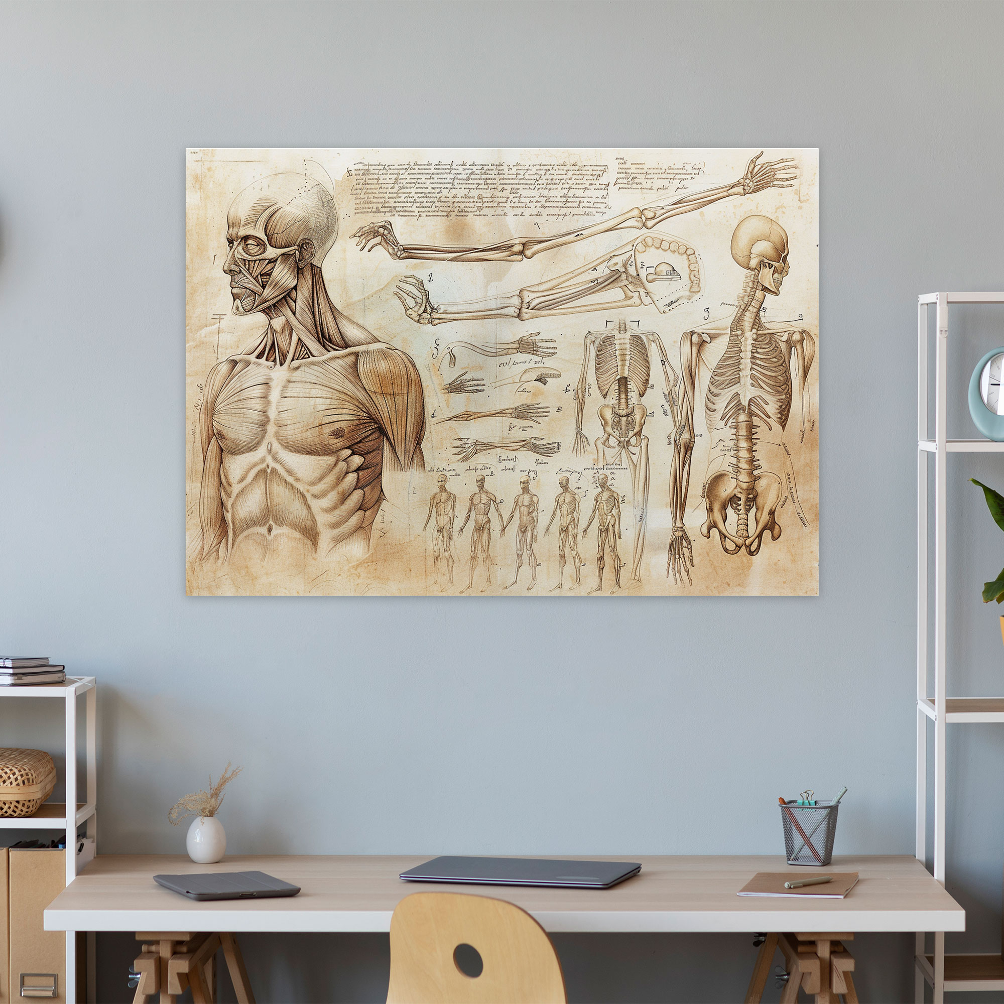 Leonardo Da Vinci Anatomisi Kanvas Tablo - Leonardo Da Vinci Duvar Sanatı Kanvas