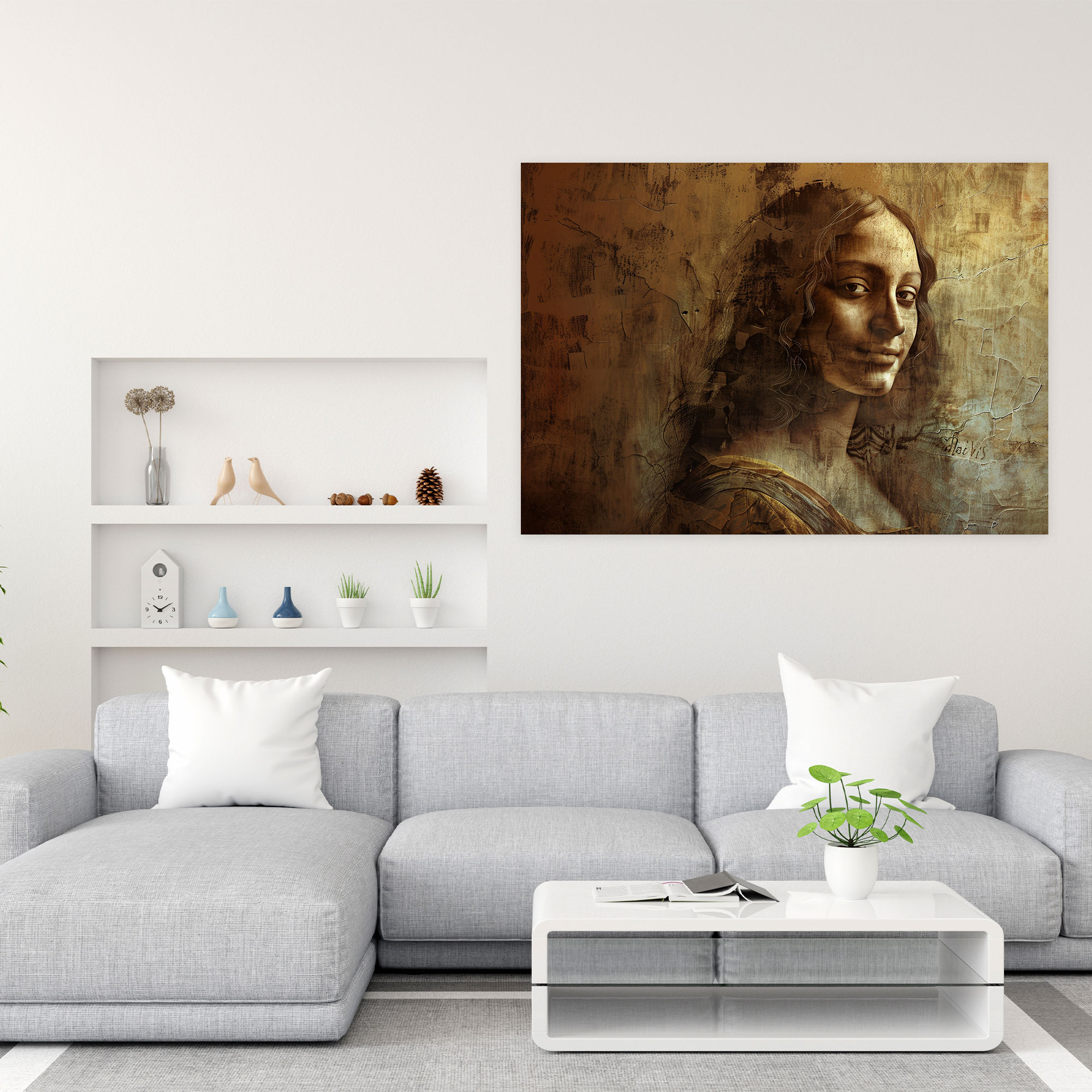 Gizemli Gülümseme Duvar Sanatı - Leonardo Da Vinci Kanvas Ev Dekorasyonu