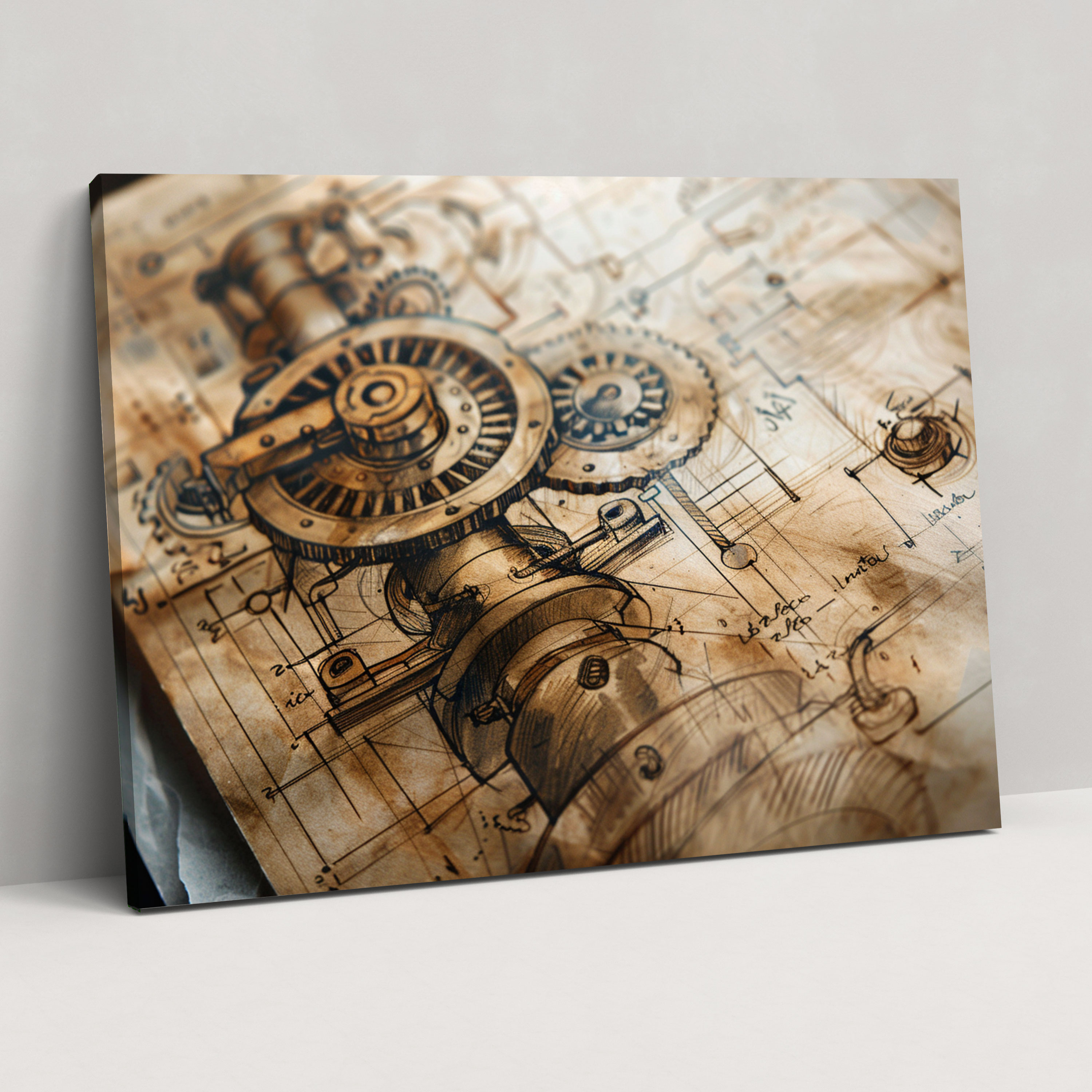 Mechanical Gears Leonardo Da Vinci Canvas Print - Leonardo Da Vinci, Wall Art, Canvas Print, Canvas