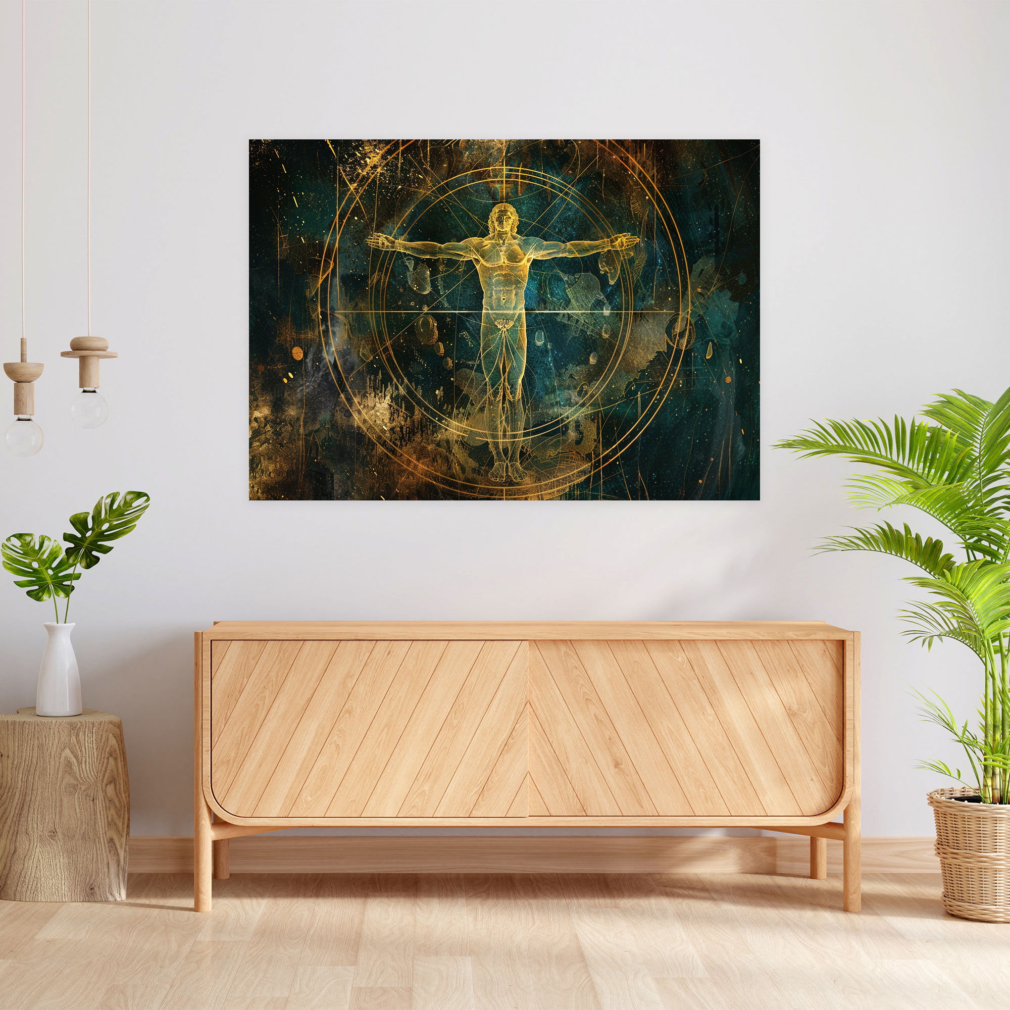 Vitruvian Man Göksel Duvar Sanatı - Leonardo Da Vinci Kanvas Duvar Tablosu