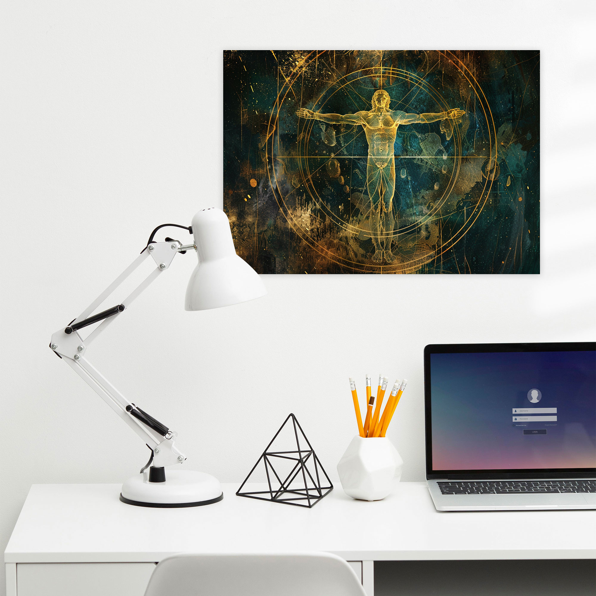 Vitruvian Man Göksel Duvar Sanatı - Leonardo Da Vinci Kanvas Duvar Tablosu