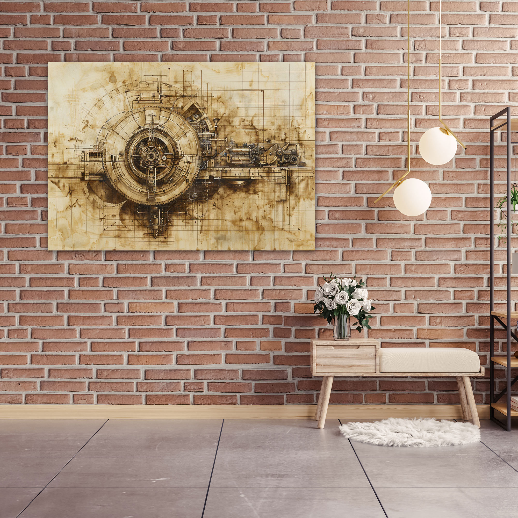 Mechanical Drawing Wall Decoration - Leonardo Da Vinci, Canvas Wall Art, Home Decoration, Wall Art