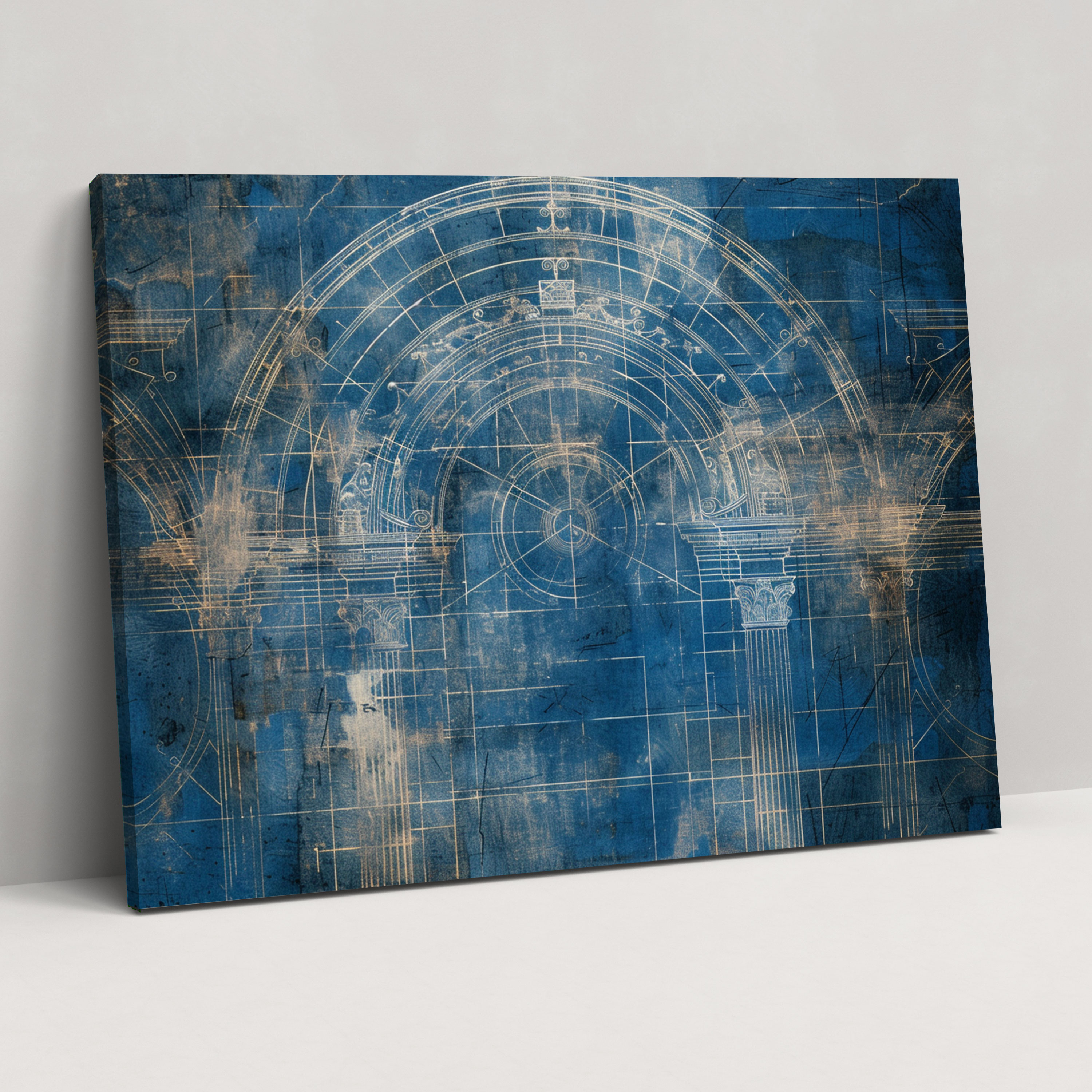 Architectural Blueprint Canvas Print - Leonardo Da Vinci, Wall Art, Canvas, Canvas Print
