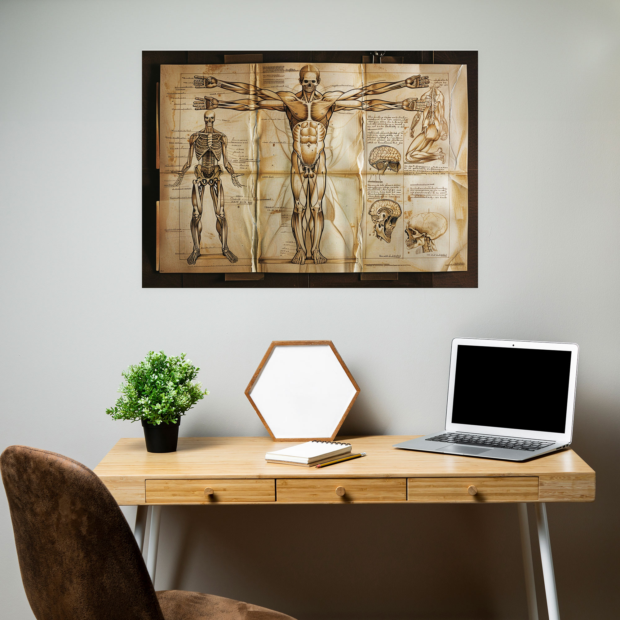 Leonardo Da Vinci Anatomi Kanvas Tablo - Duvar Sanatı