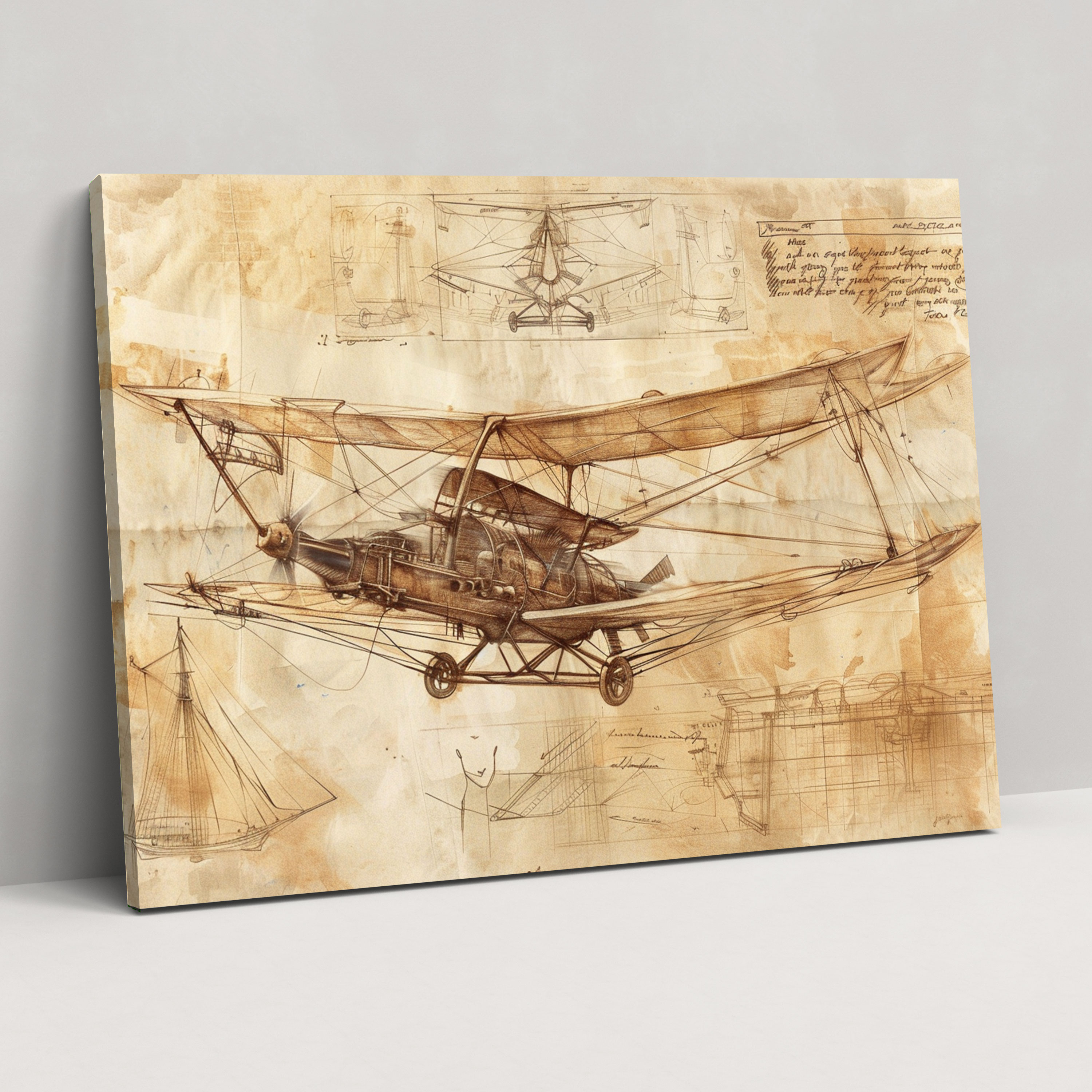 Leonardo Da Vinci Flying Machine Wall Art - Leonardo Da Vinci, Home Decoration, Canvas Wall Art, Wall Decoration